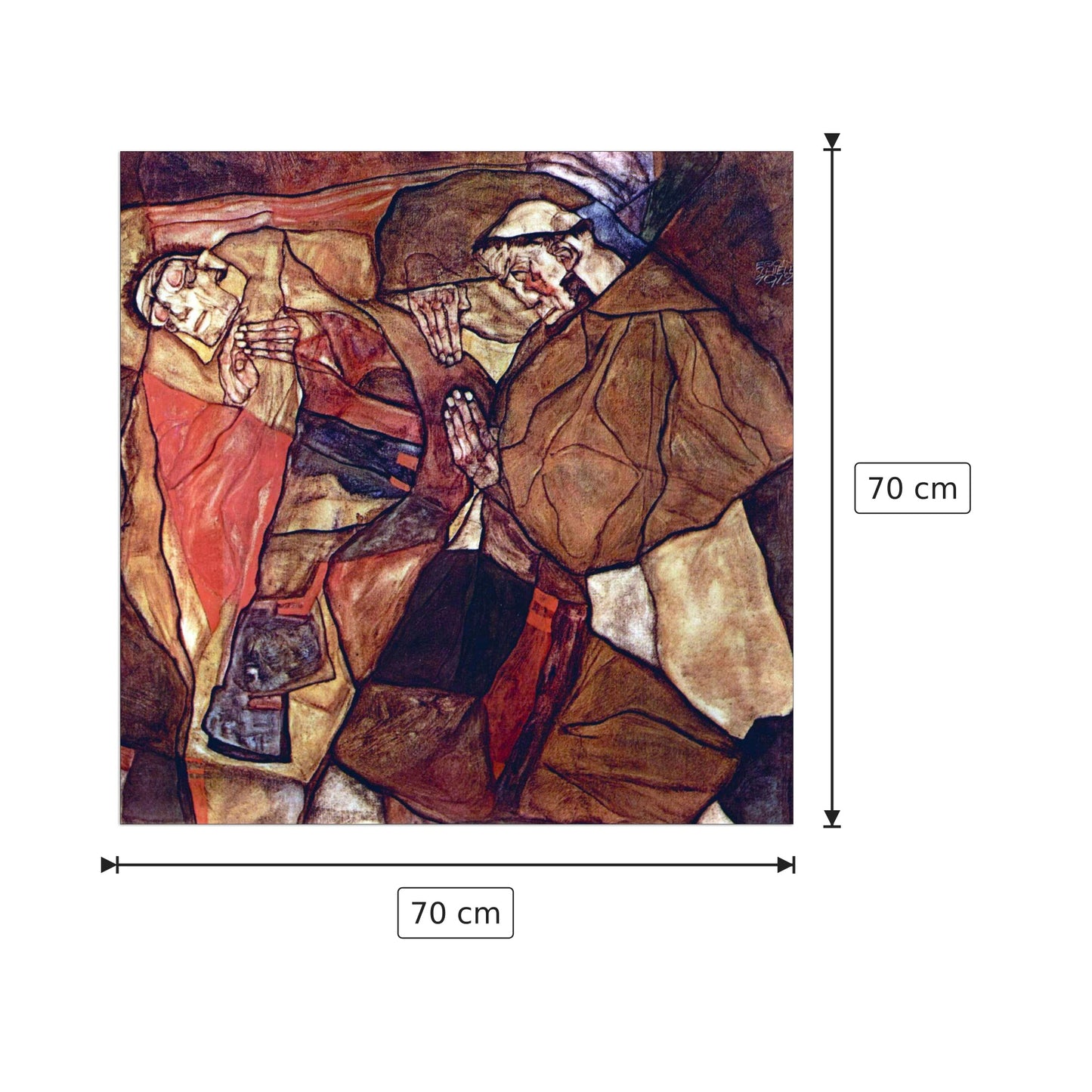 Agony (The Death Struggle) - Schiele Egon - cm 70x70 - Pannello in MDF
