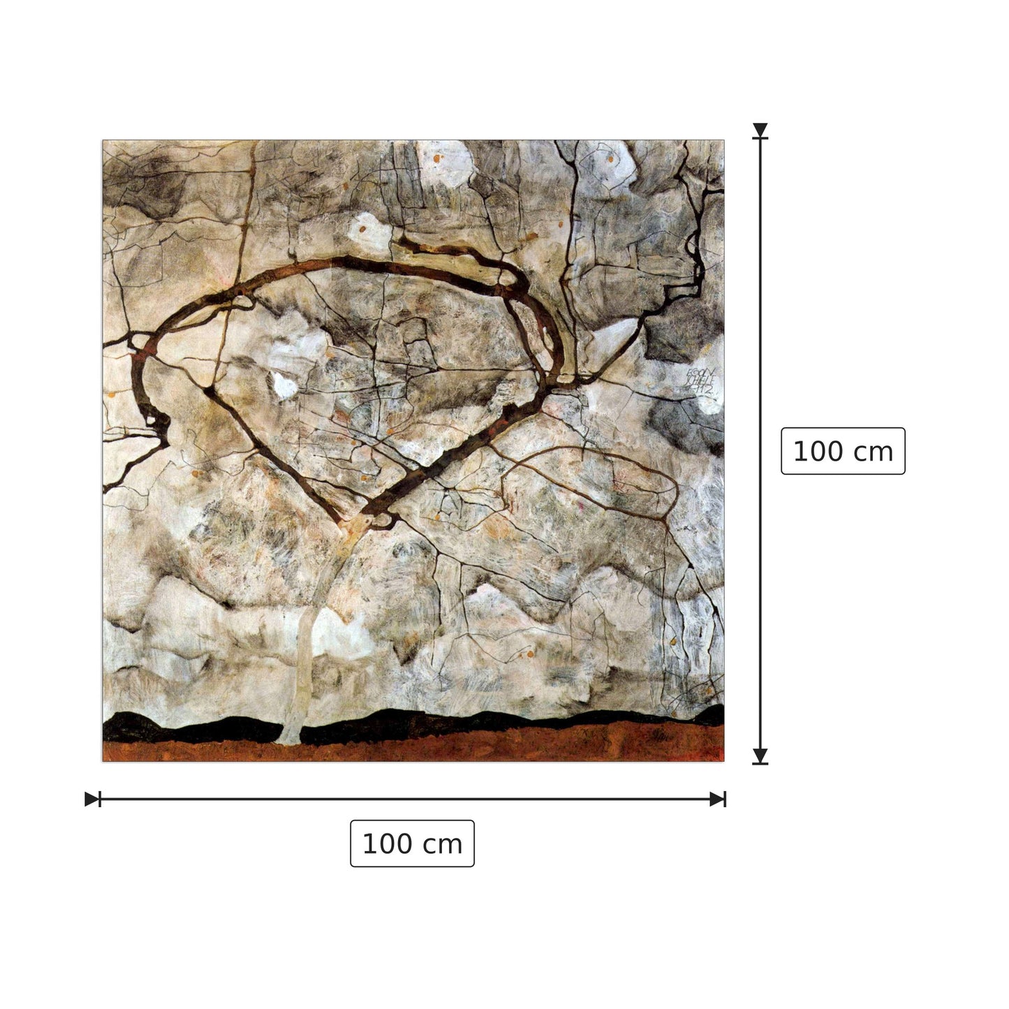 Autumn tree in the wind - Schiele Egon - cm 100x100 - Pannello in MDF
