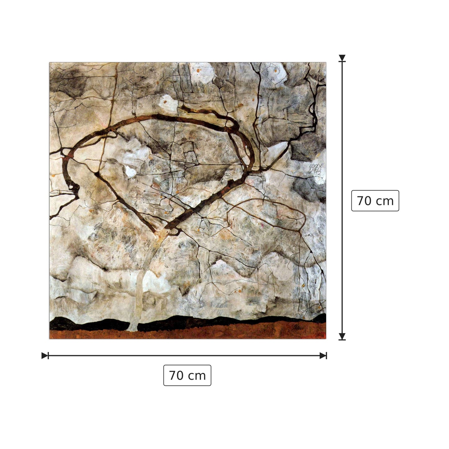 Autumn tree in the wind - Schiele Egon - cm 70x70 - Pannello in MDF