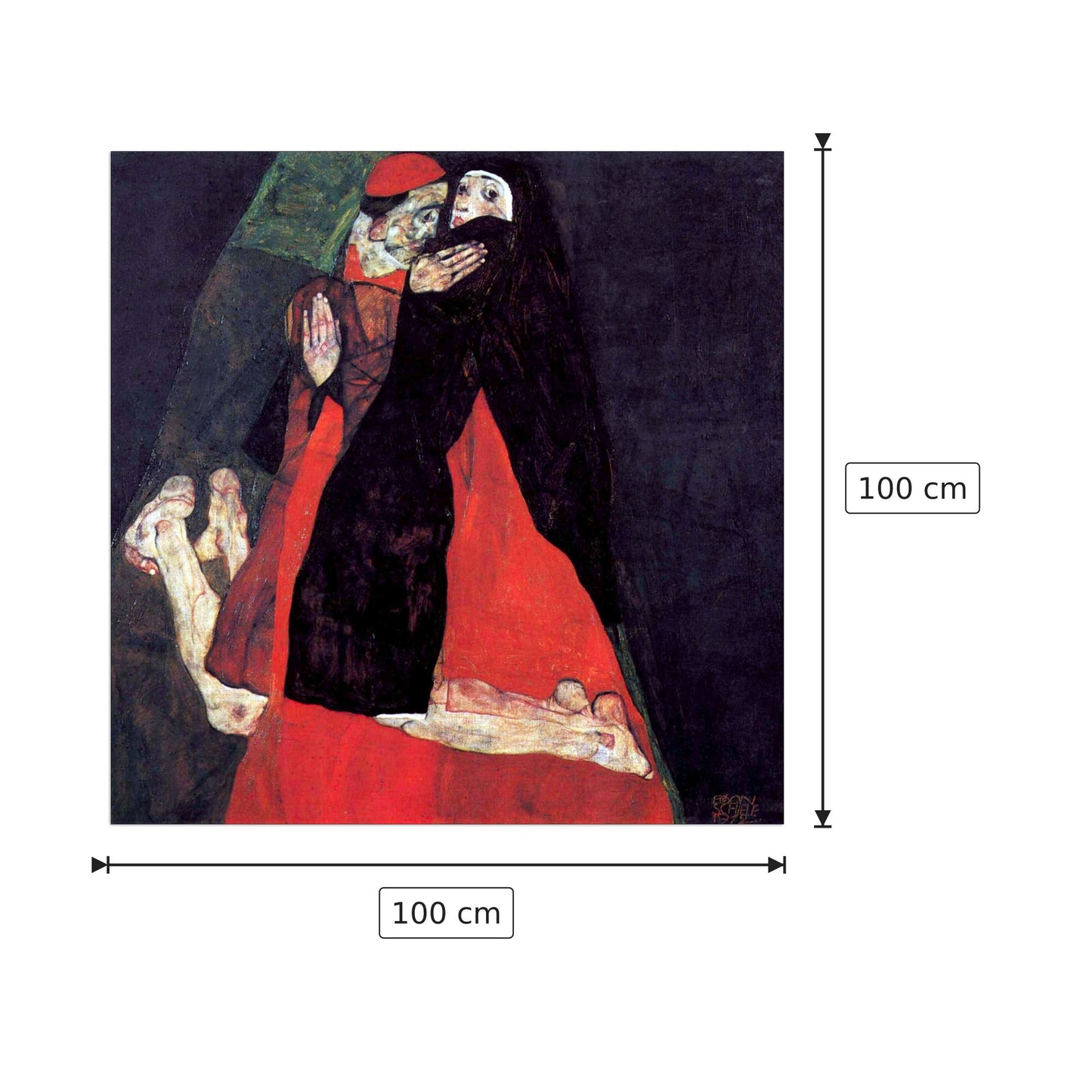 Cardinal and Nun or The caress - Schiele Egon - cm 100x100 - Pannello in MDF