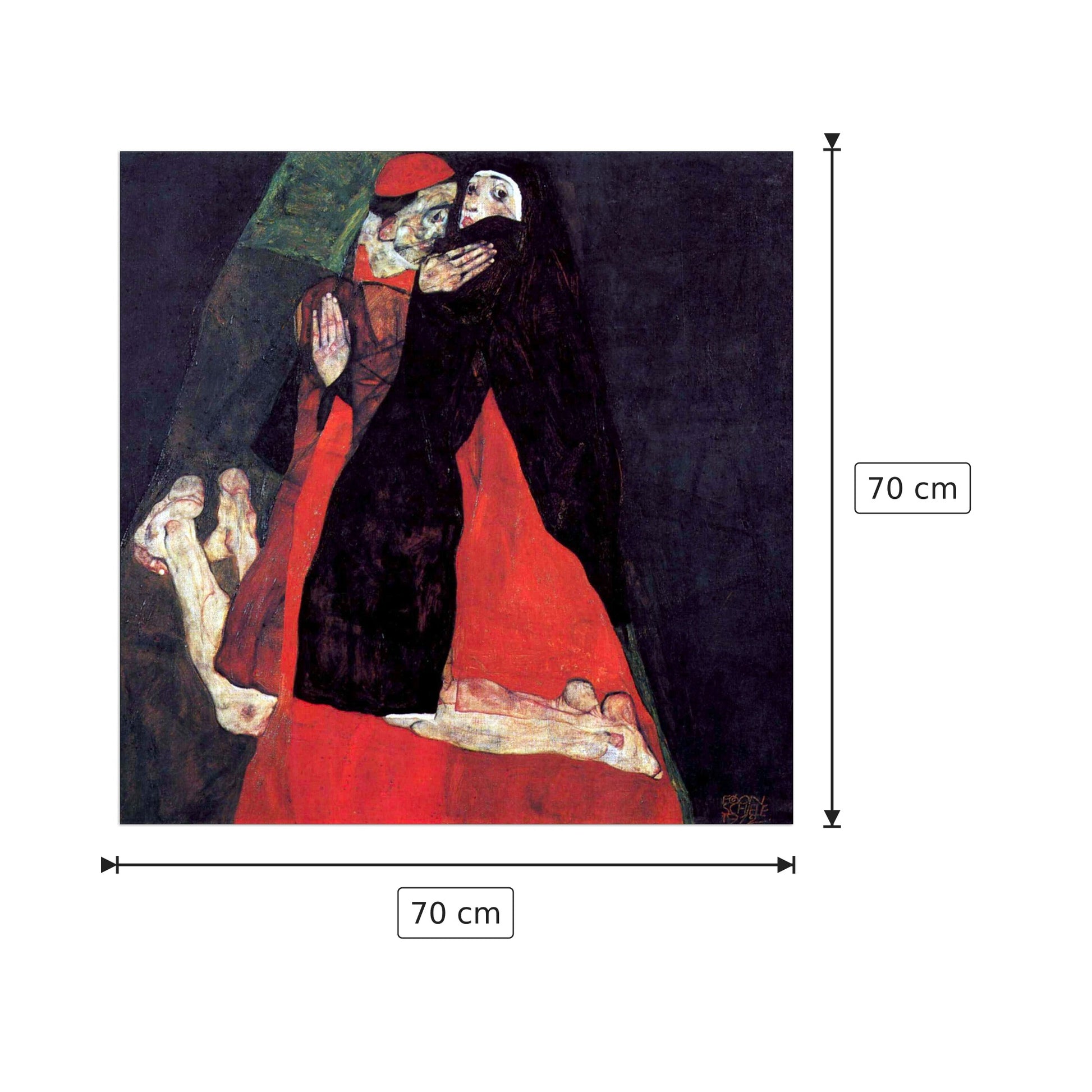 Cardinal and Nun or The caress - Schiele Egon - cm 70x70 - Pannello in MDF