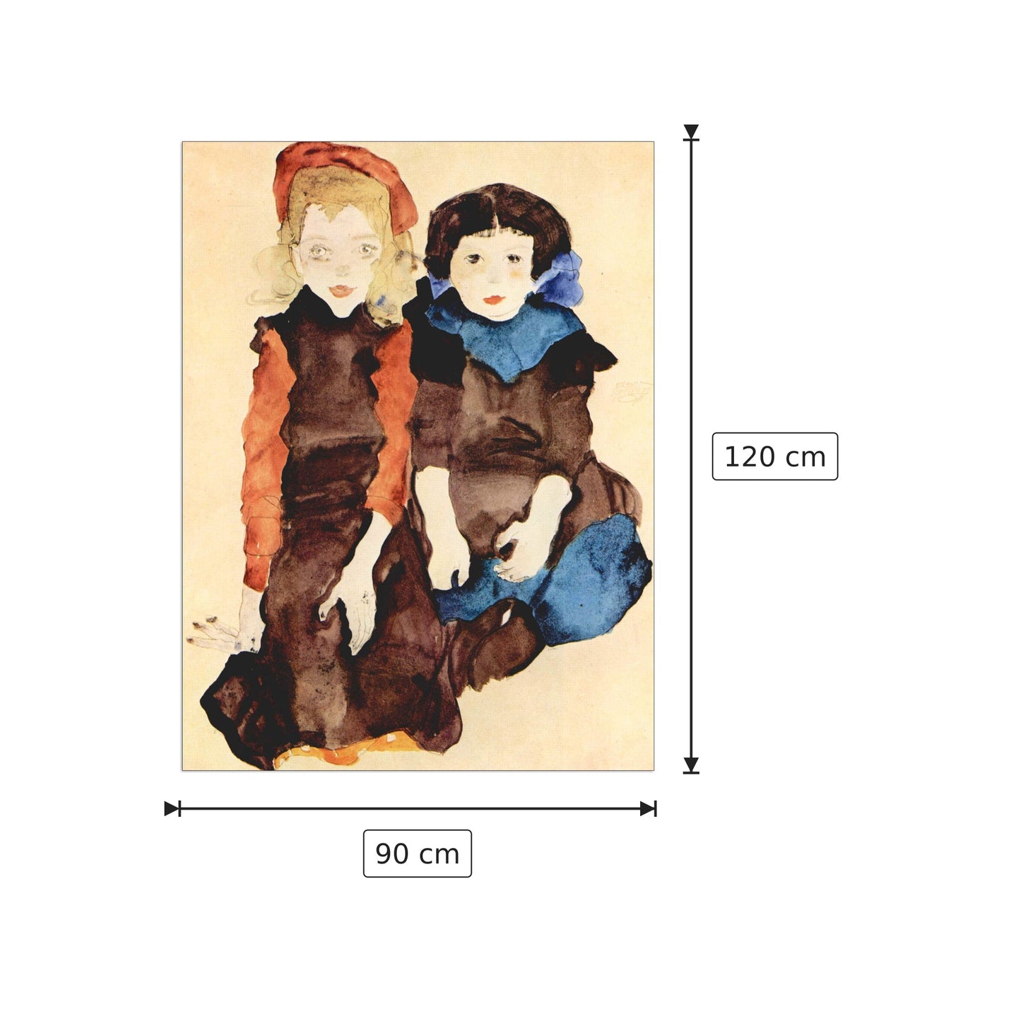 Girls - Schiele Egon - cm 90x120 - Pannello in MDF
