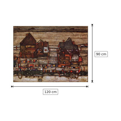 Houses with laundry lines and suburban - Schiele Egon - cm 120x90 - Pannello in MDF
