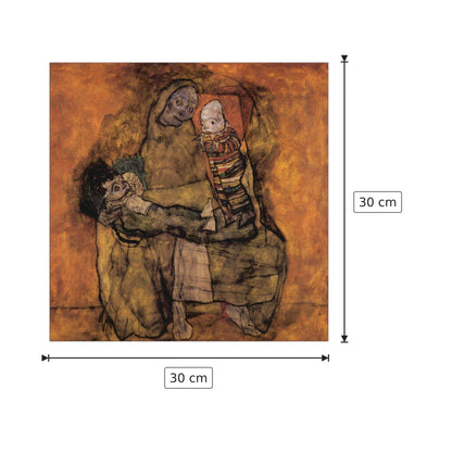 Mother with two children - Schiele Egon - cm 30x30 - Pannello in MDF