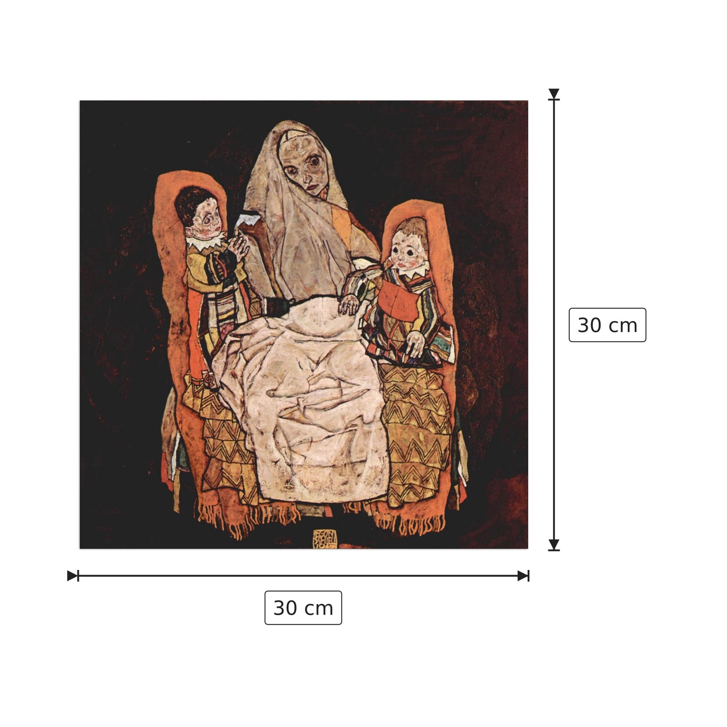 Parent with two children (the mother) - Schiele Egon - cm 30x30 - Pannello in MDF