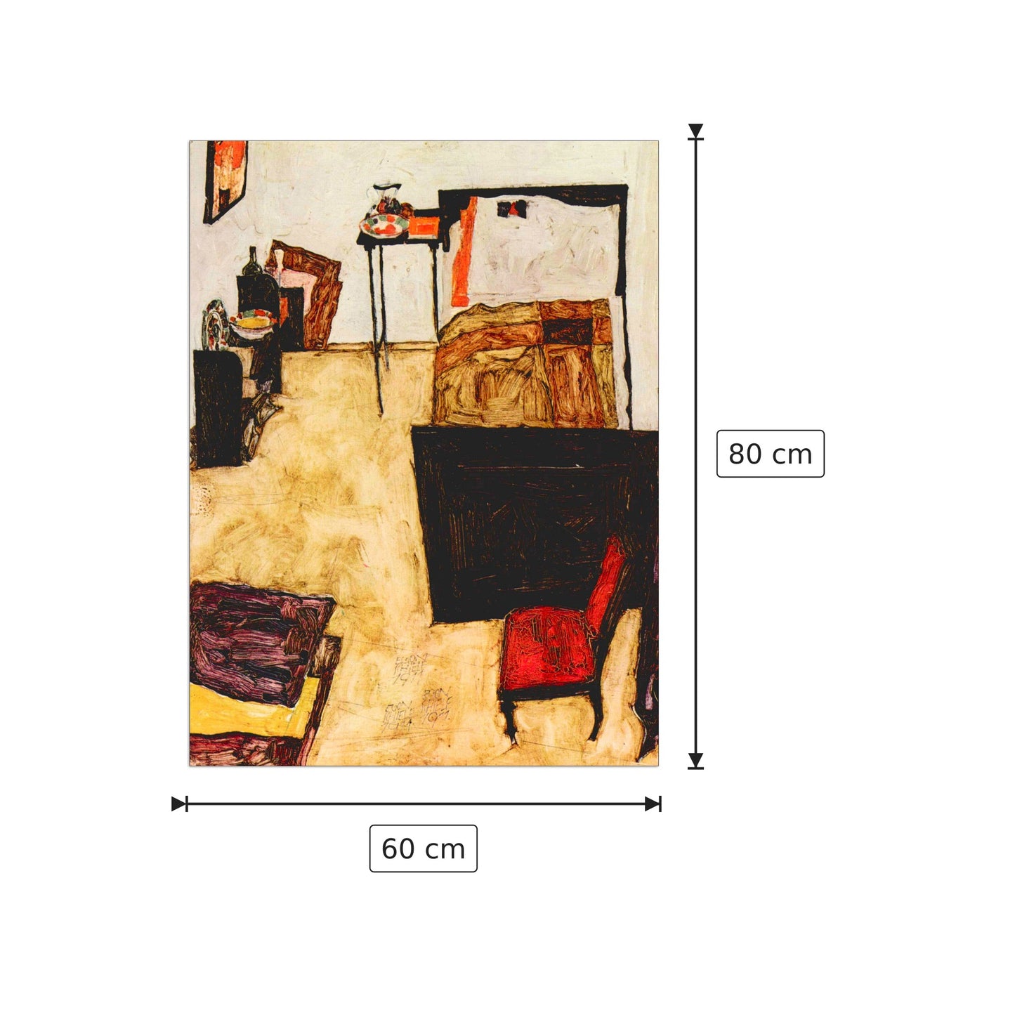 Schiele's living room in Neulengbach - Schiele Egon - cm 60x80 - Pannello in MDF