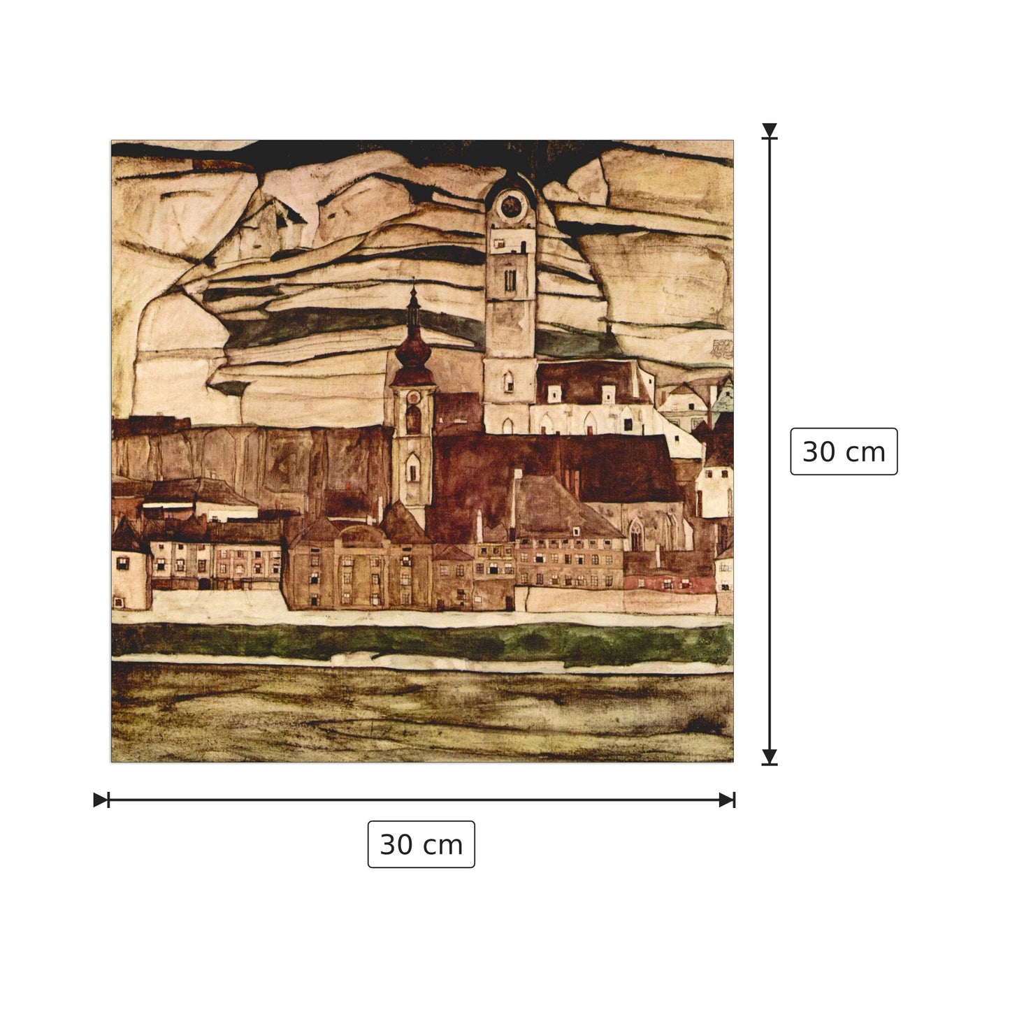 Stone on the Danube II - Schiele Egon - cm 30x30 - Pannello in MDF