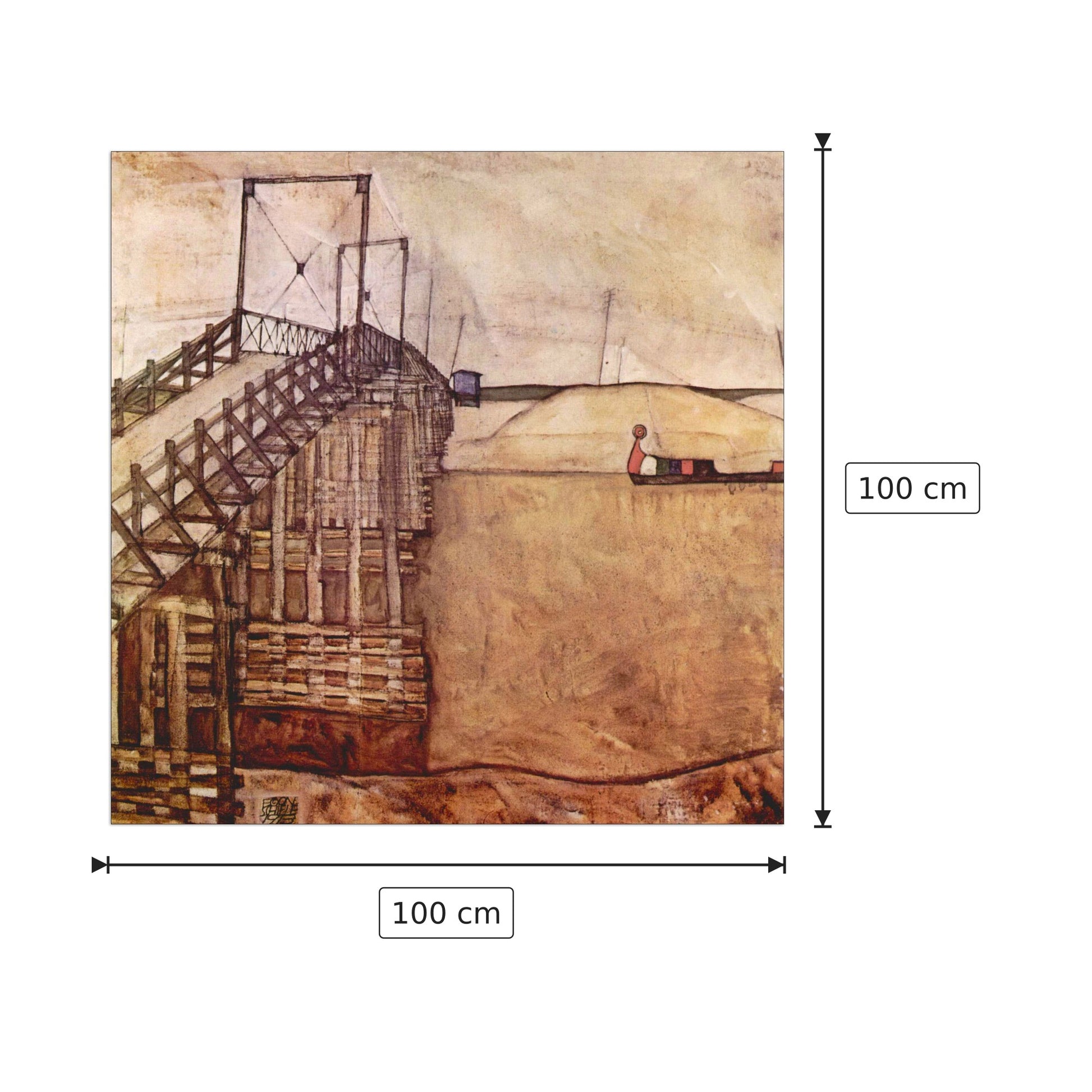 The Bridge - Schiele Egon - cm 100x100 - Pannello in MDF
