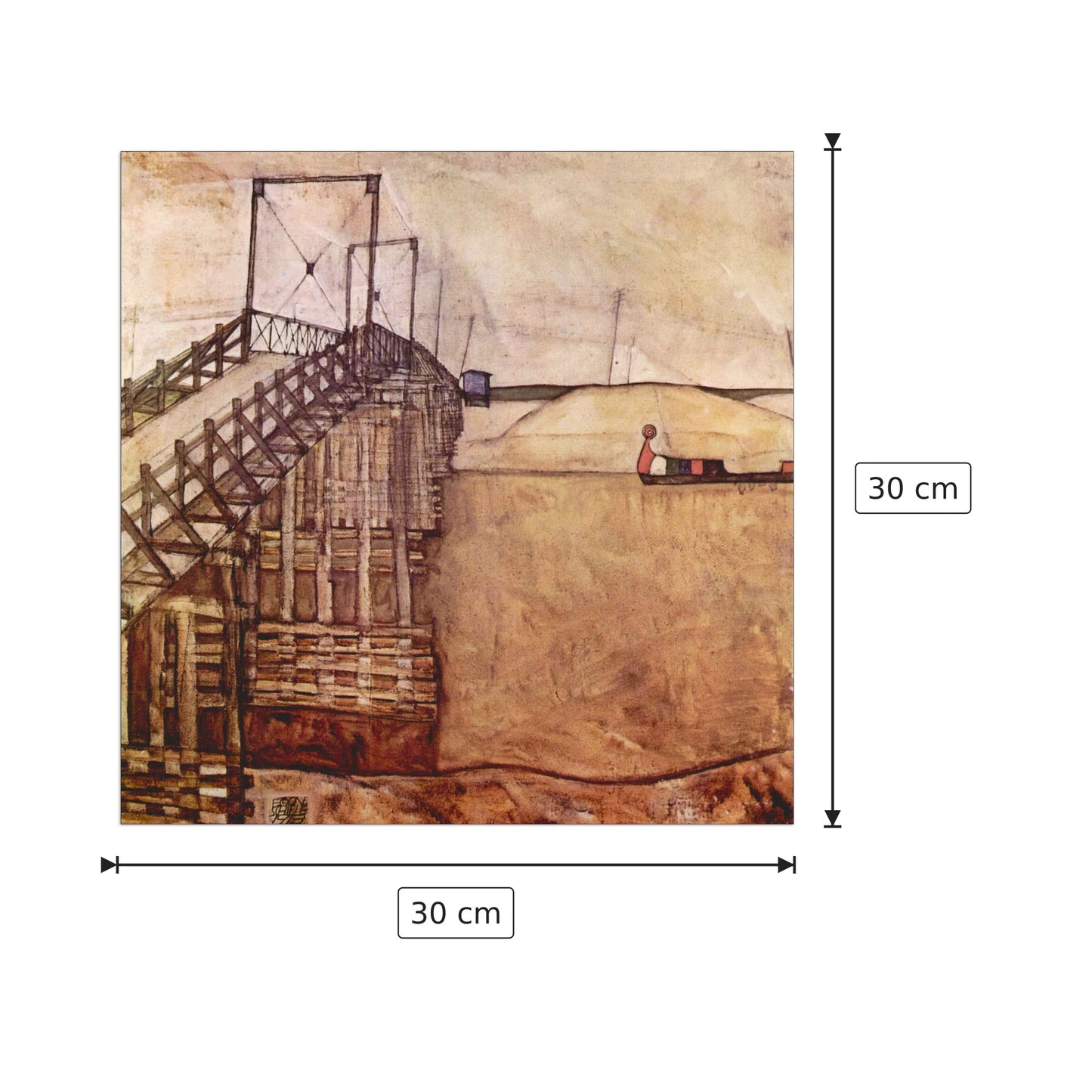 The Bridge - Schiele Egon - cm 30x30 - Pannello in MDF