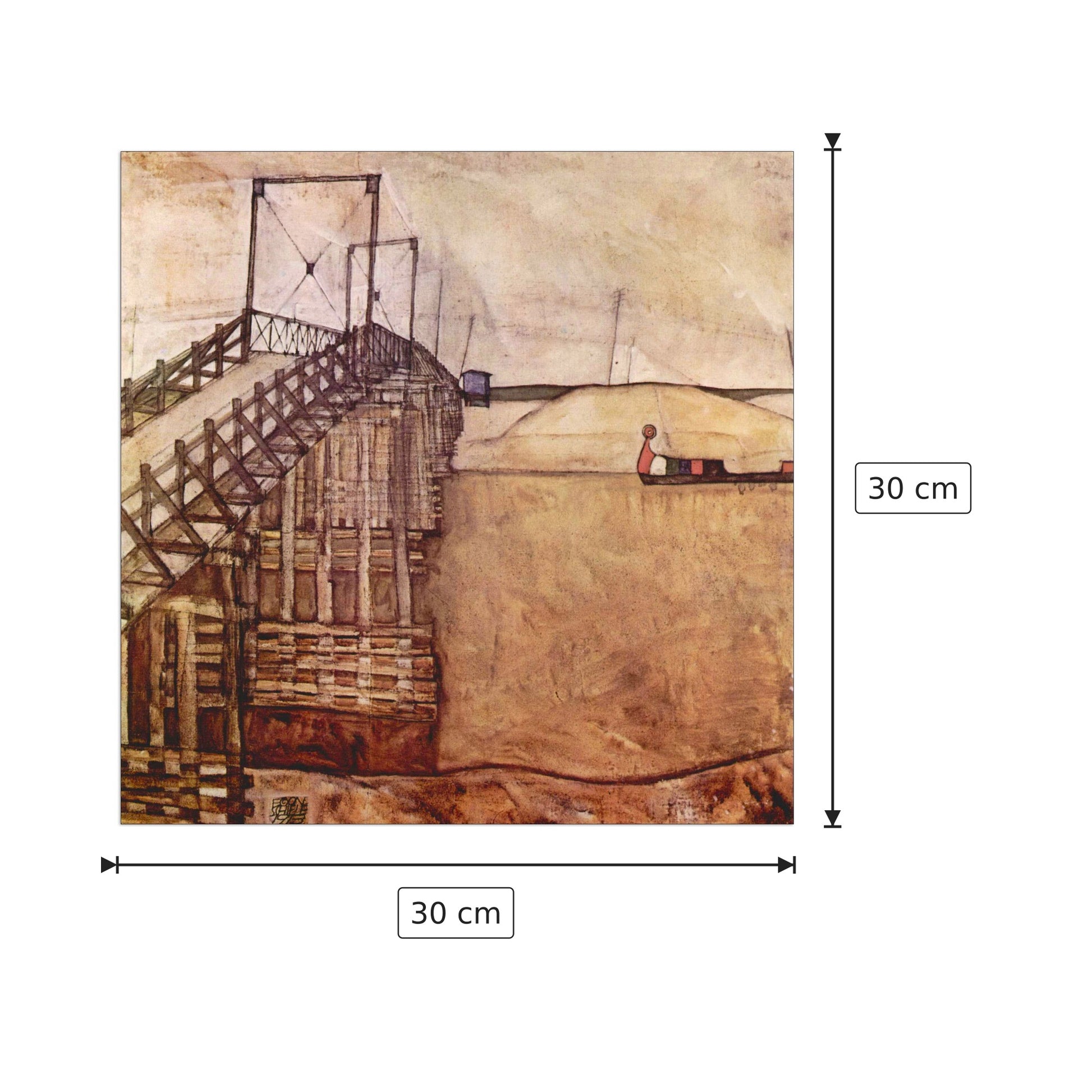 The Bridge - Schiele Egon - cm 30x30 - Pannello in MDF
