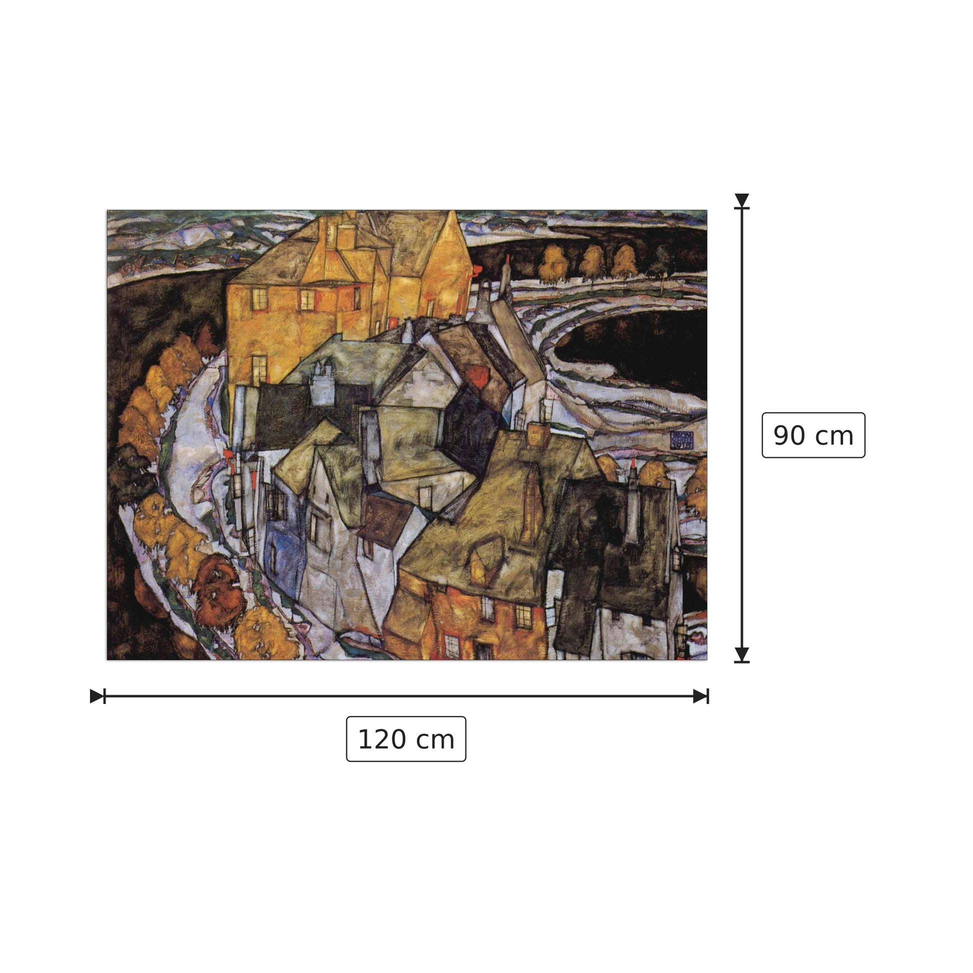 The House-Bend, or Island City - Schiele Egon - cm 120x90 - Pannello in MDF