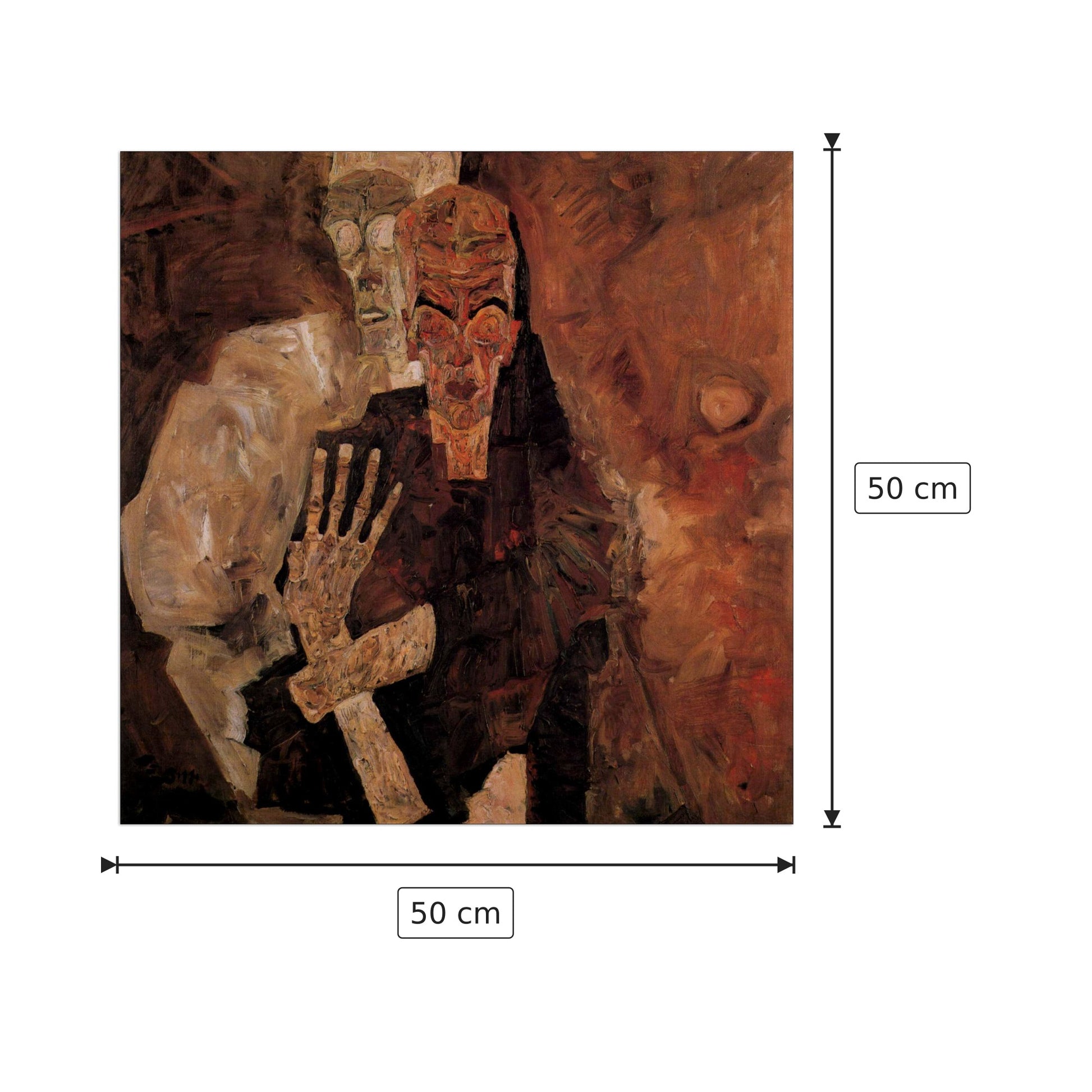 Unlicensed or even death, and man - Schiele Egon - cm 50x50 - Pannello in MDF