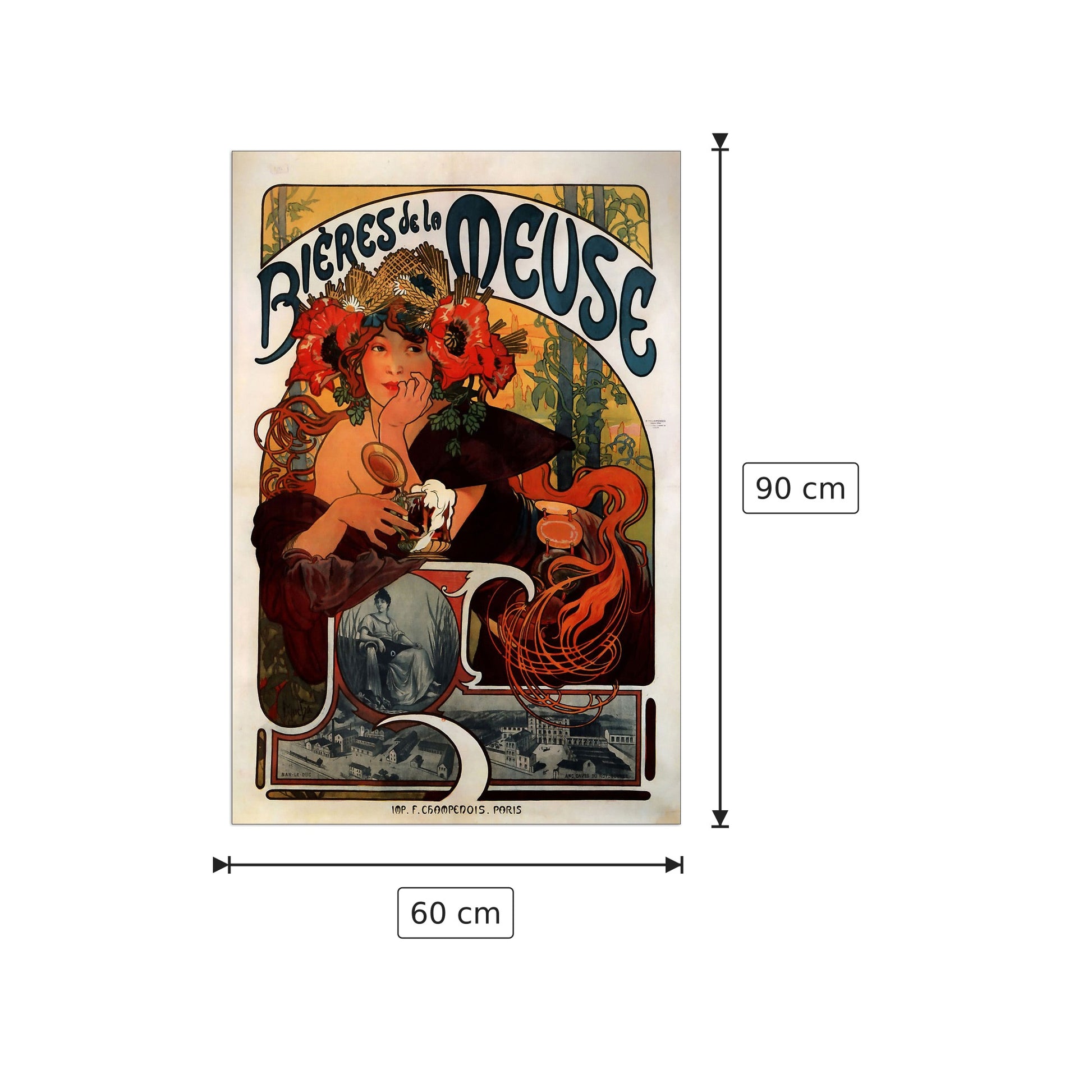 Bieres de la Meuse - Mucha Alphonse - cm 60x90 - Pannello in MDF