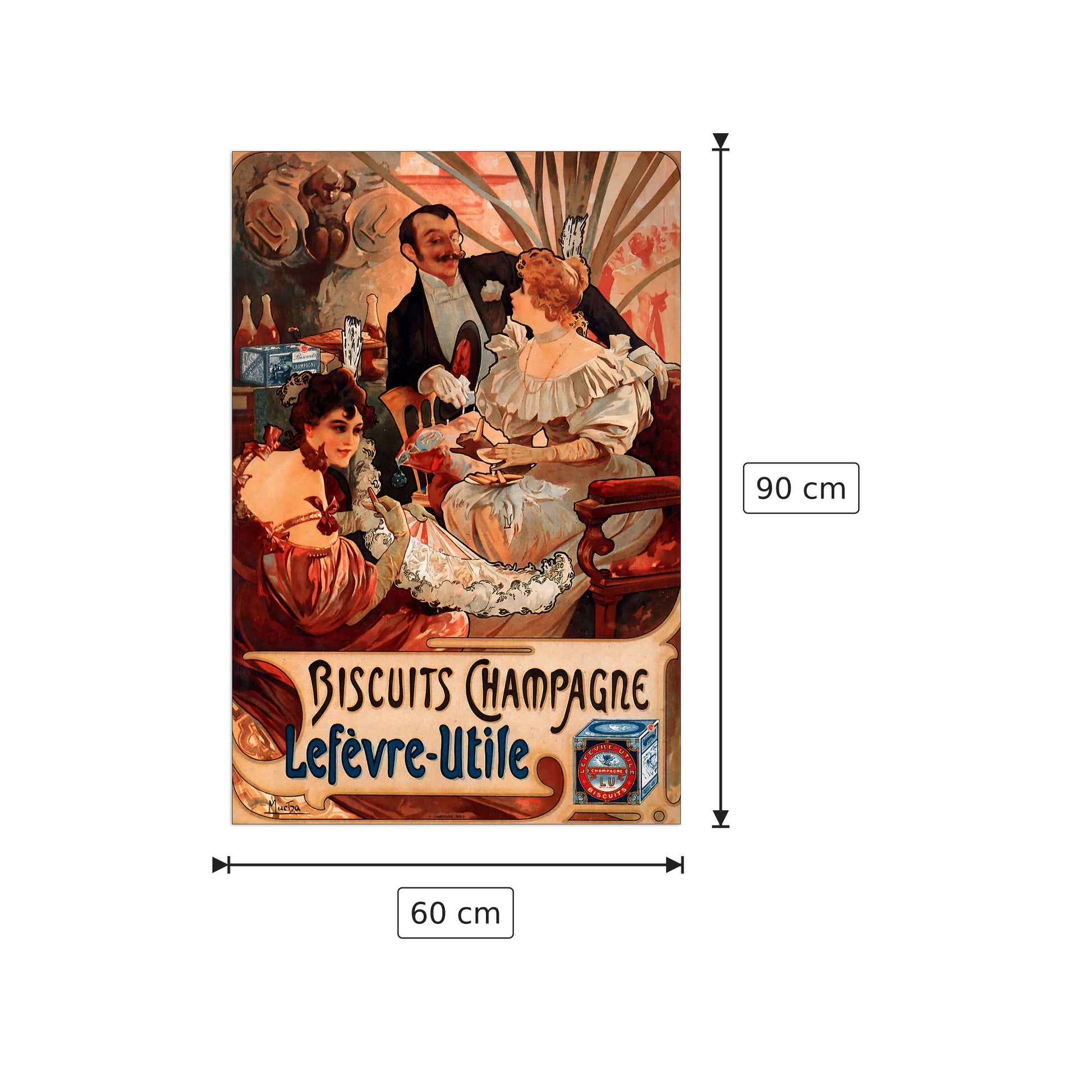 Buscuits, Lefevre-Utile II - Mucha Alphonse - cm 60x90 - Pannello in MDF
