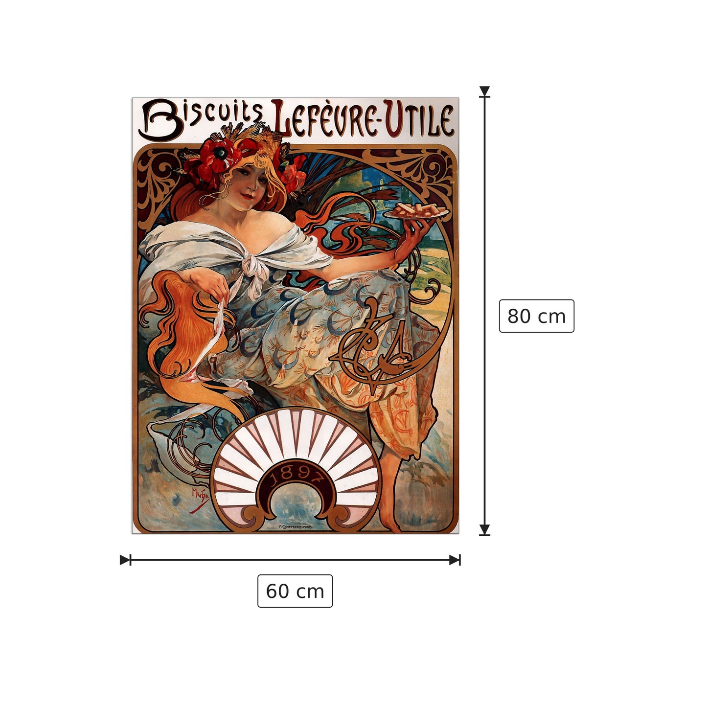 Buscuits, Lefevre-Utile - Mucha Alphonse - cm 60x80 - Pannello in MDF