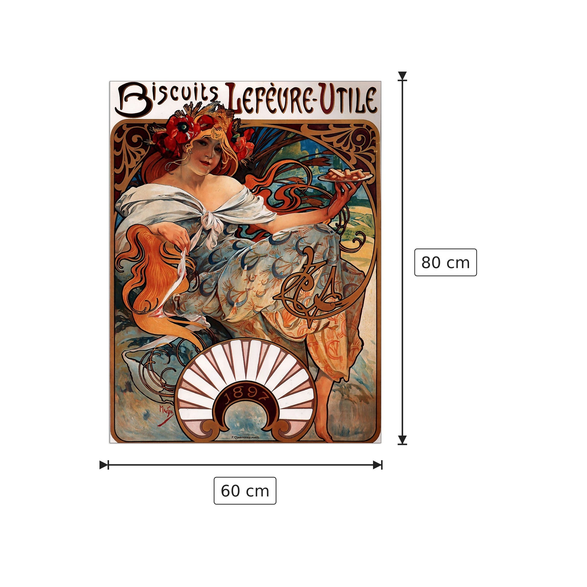 Buscuits, Lefevre-Utile - Mucha Alphonse - cm 60x80 - Pannello in MDF