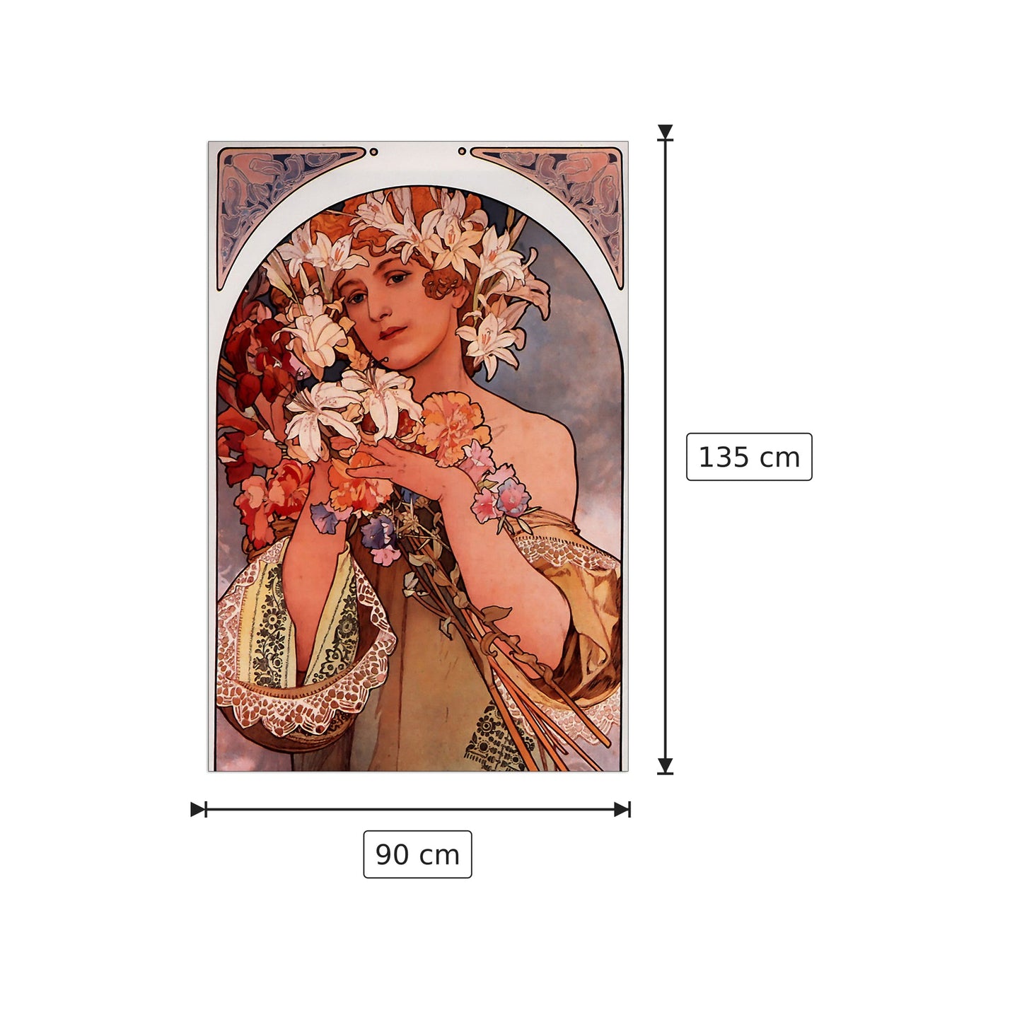Flowers - Mucha Alphonse - cm 90x135 - Pannello in MDF