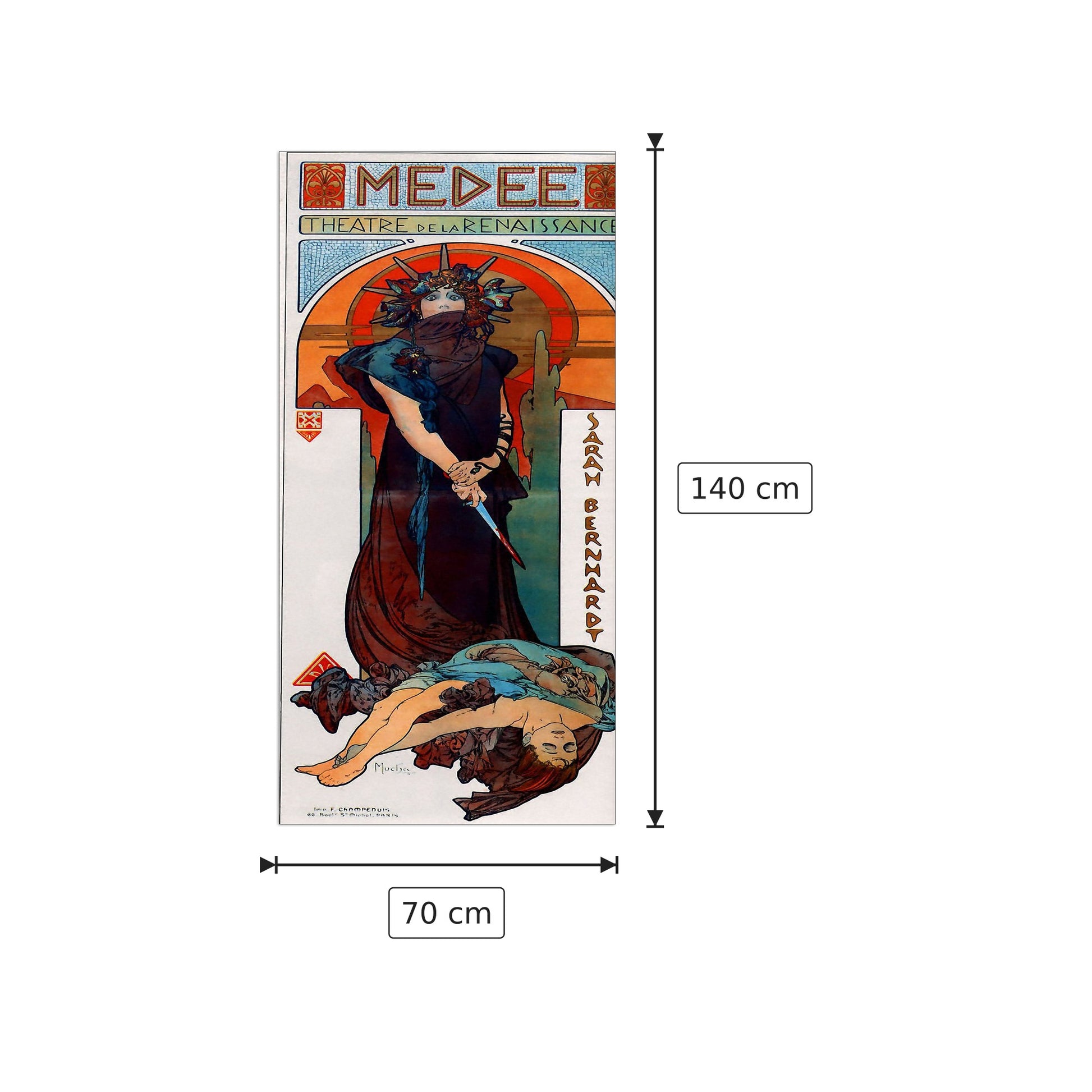 Medea - Mucha Alphonse - cm 70x140 - Pannello in MDF