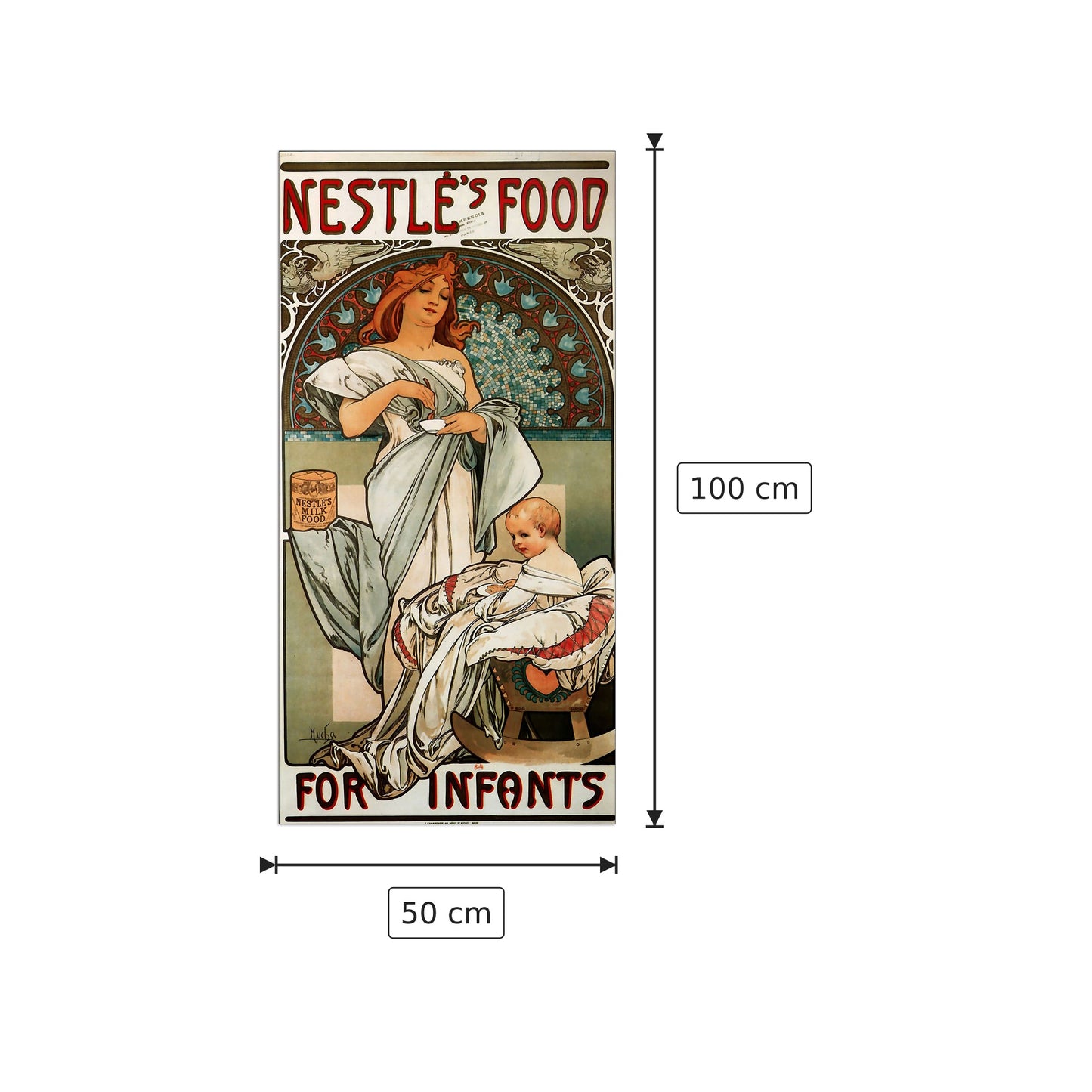Nestle - Mucha Alphonse - cm 50x100 - Pannello in MDF
