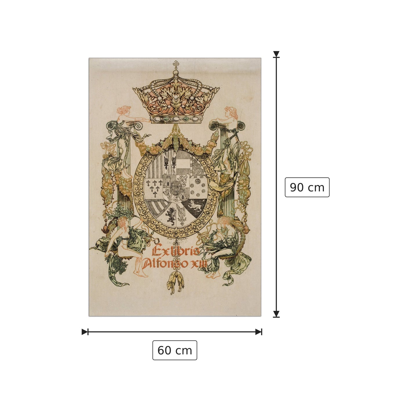 Book-plate of Alfons XIII - Alexandre de Riquer - cm 60x90 - Pannello in MDF