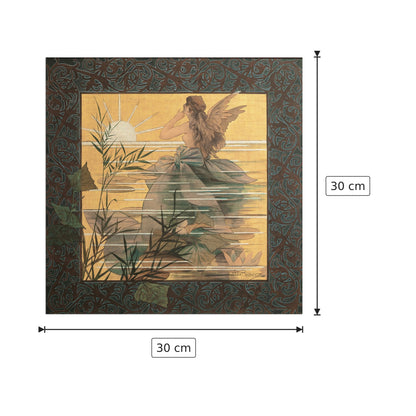 Winged nymph at sunrise - Alexandre de Riquer - cm 30x30 - Pannello in MDF