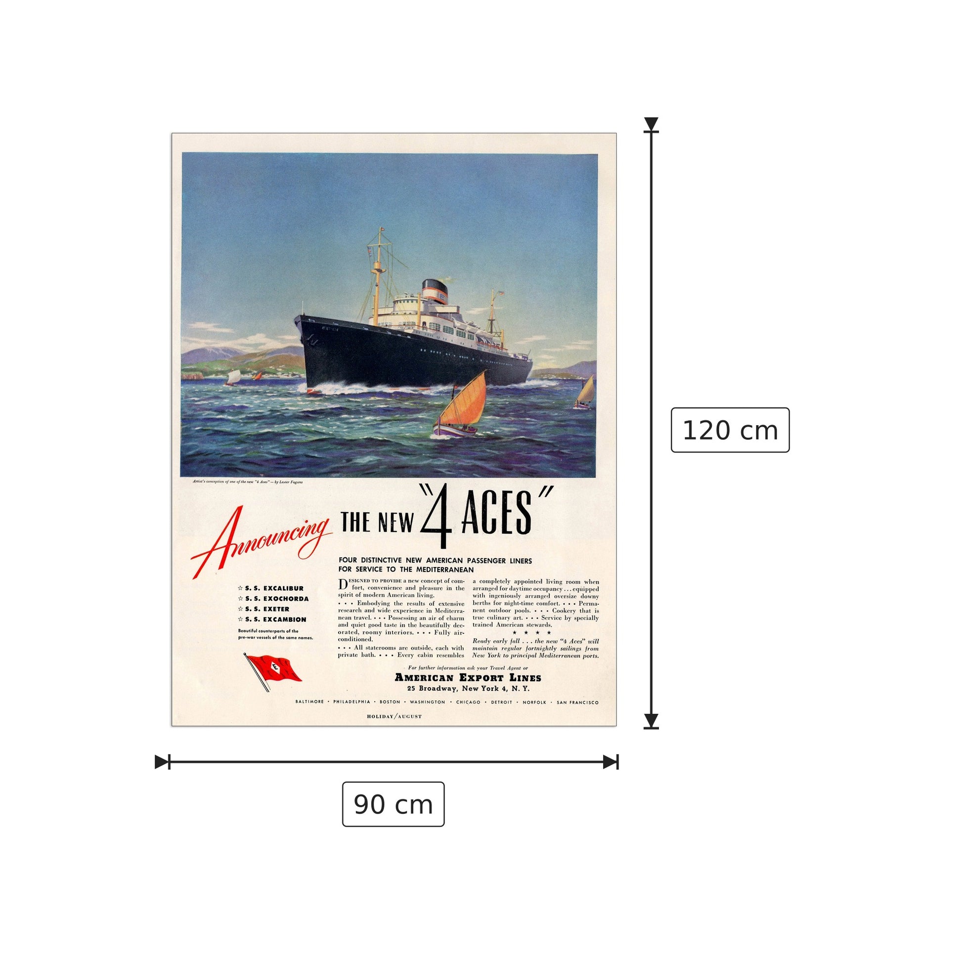 Cunard Line - cm 90x120 - Pannello in MDF