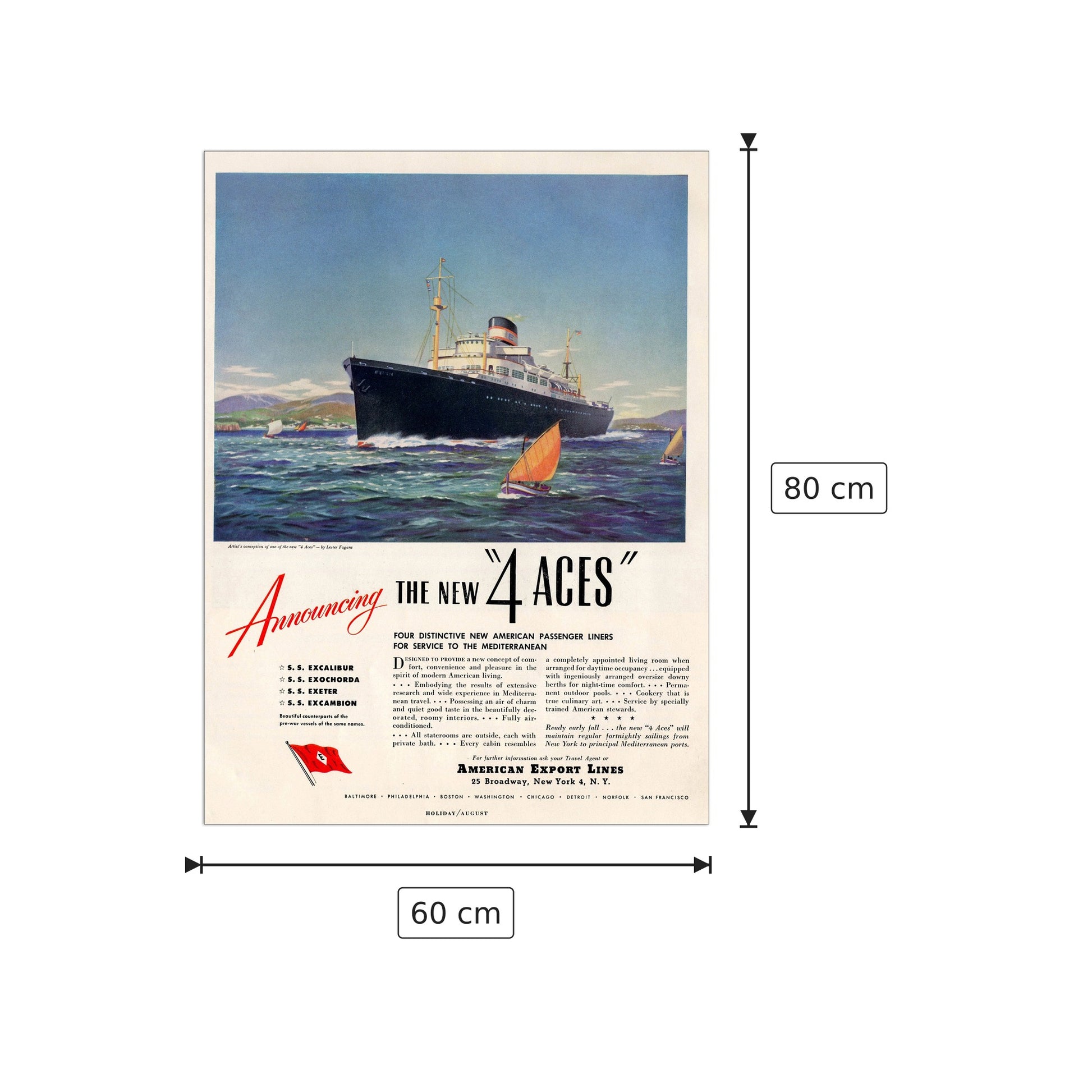 Cunard Line - cm 60x80 - Pannello in MDF
