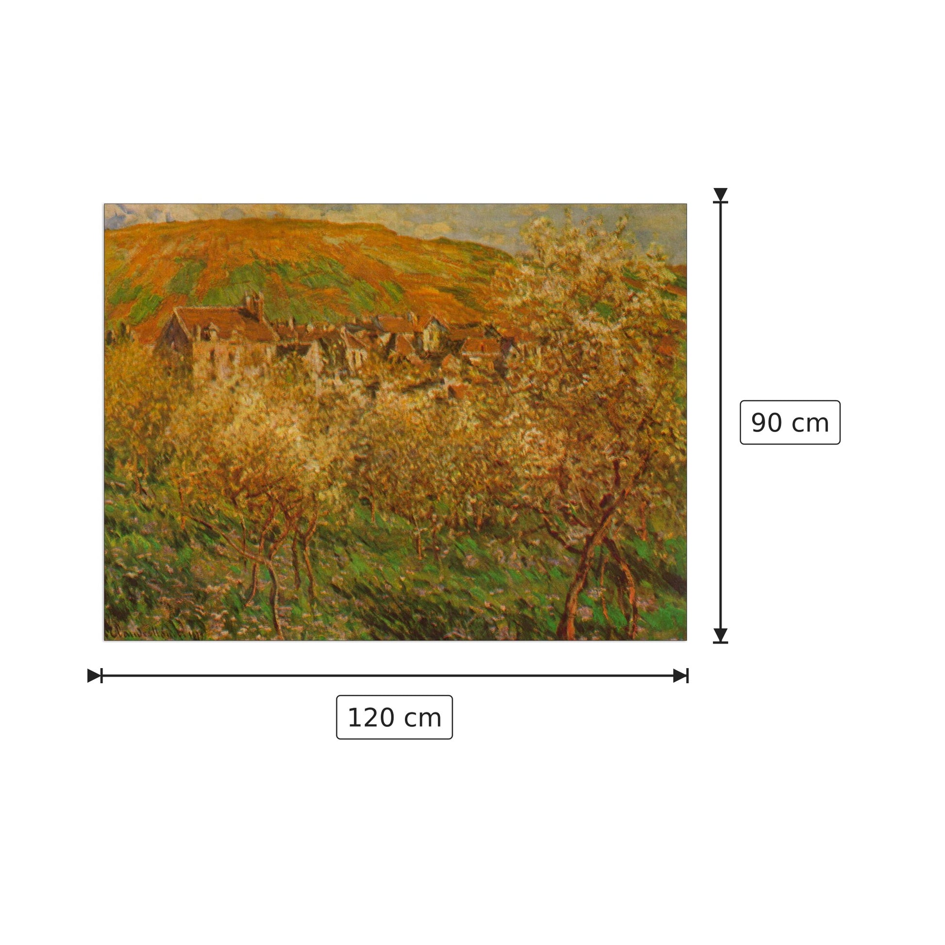 Blooming apple trees - Monet Claude - cm 120x90 - Pannello in MDF