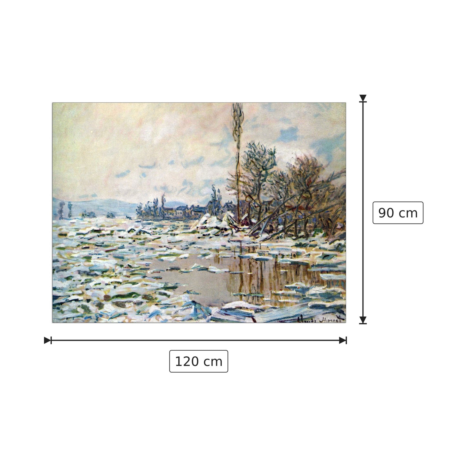 Break Up of Ice - Monet Claude - cm 120x90 - Pannello in MDF