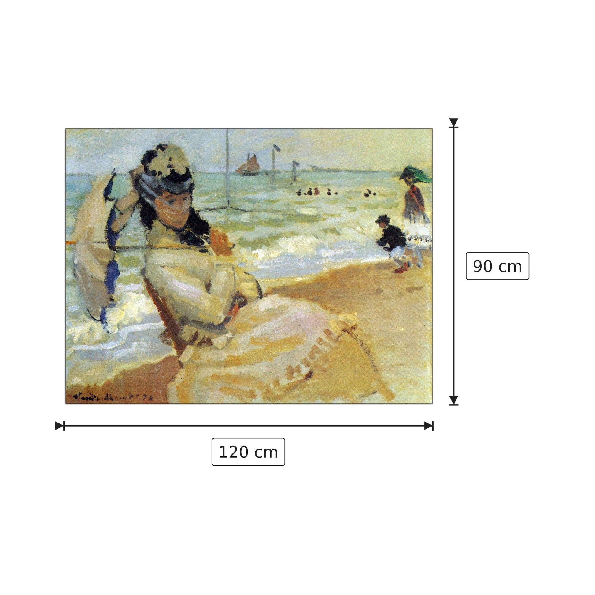 Camille on the beach at Trouville - Monet Claude - cm 120x90 - Pannello in MDF