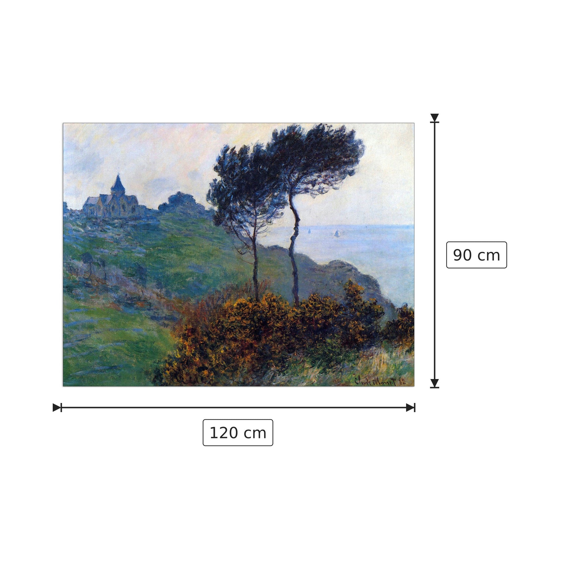 Church at Varengeville - Monet Claude - cm 120x90 - Pannello in MDF