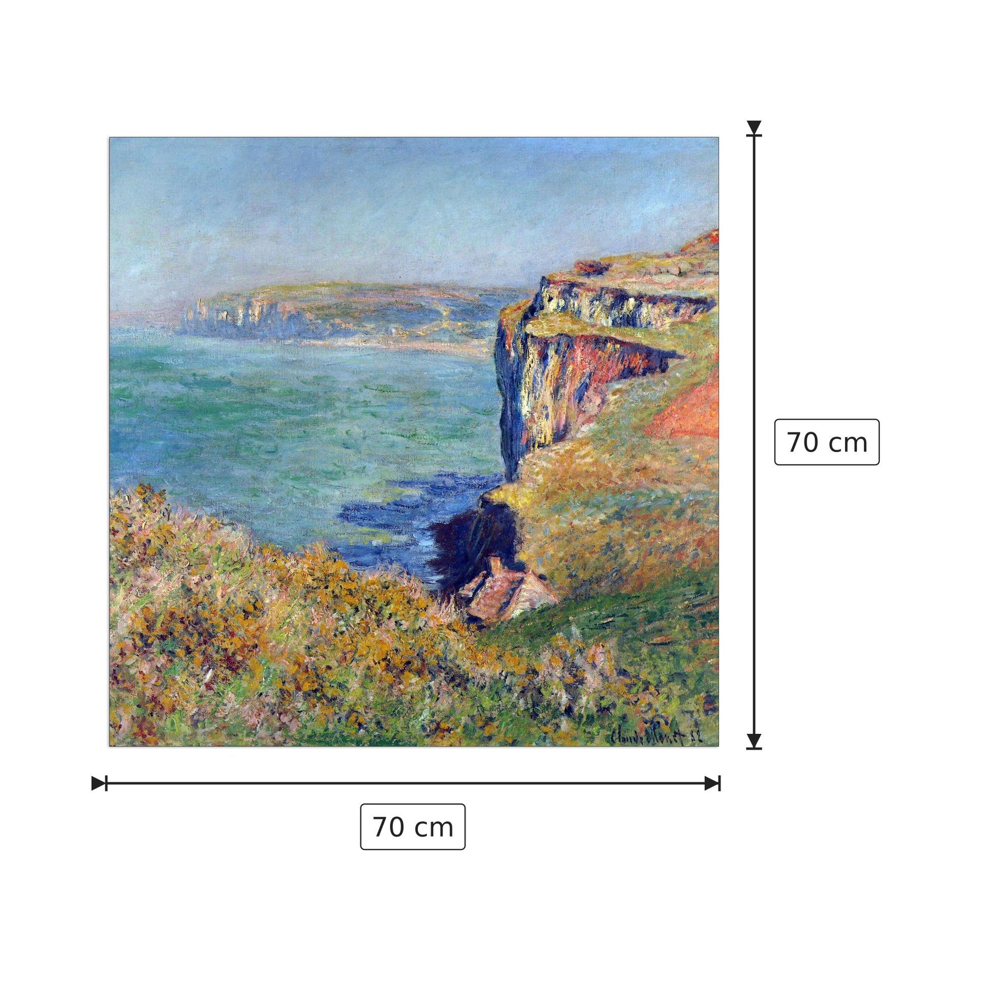 Cliffs at Varengeville - Monet Claude - cm 70x70 - Pannello in MDF