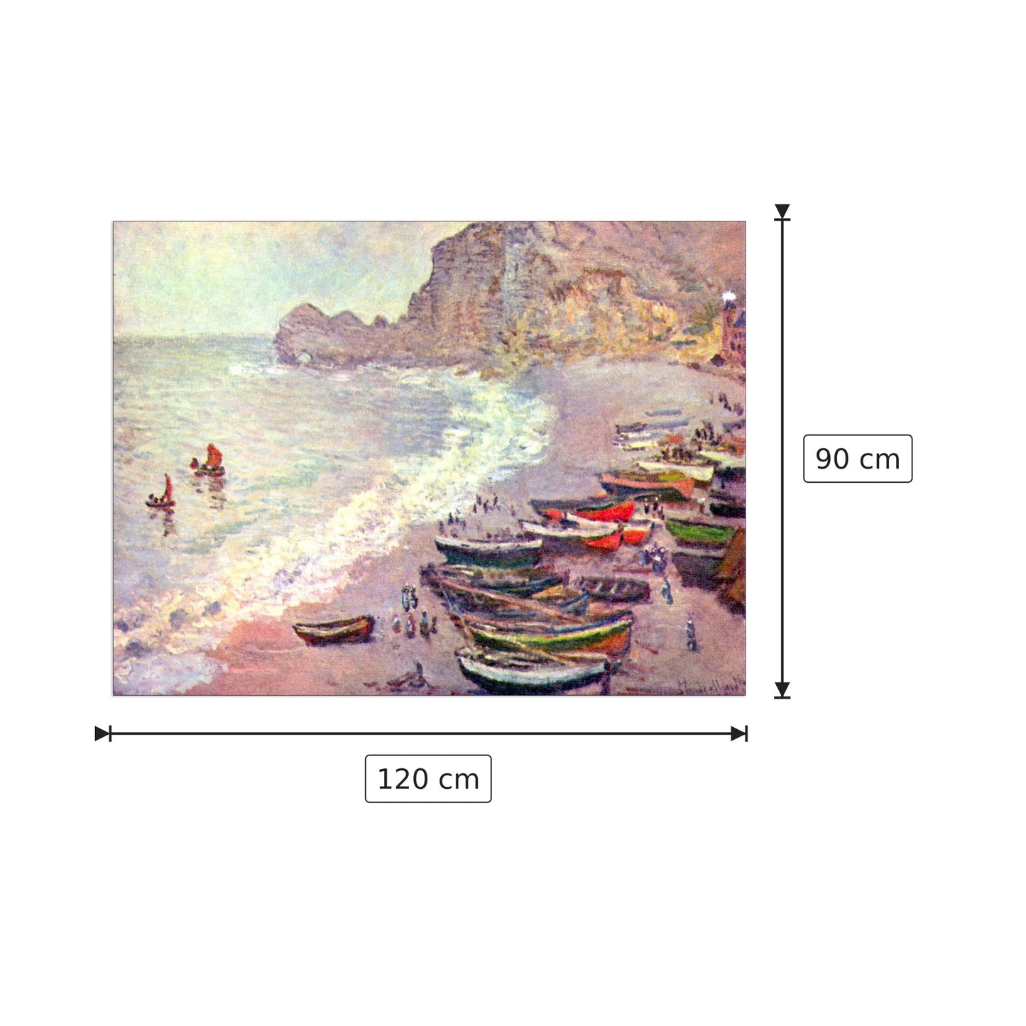 EÌtretat, the beach and La Porte d'Amont - Monet Claude - cm 120x90 - Pannello in MDF