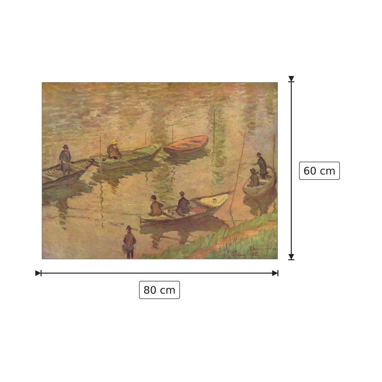Fishermen on the Seine at Poissy - Monet Claude - cm 80x60 - Pannello in MDF