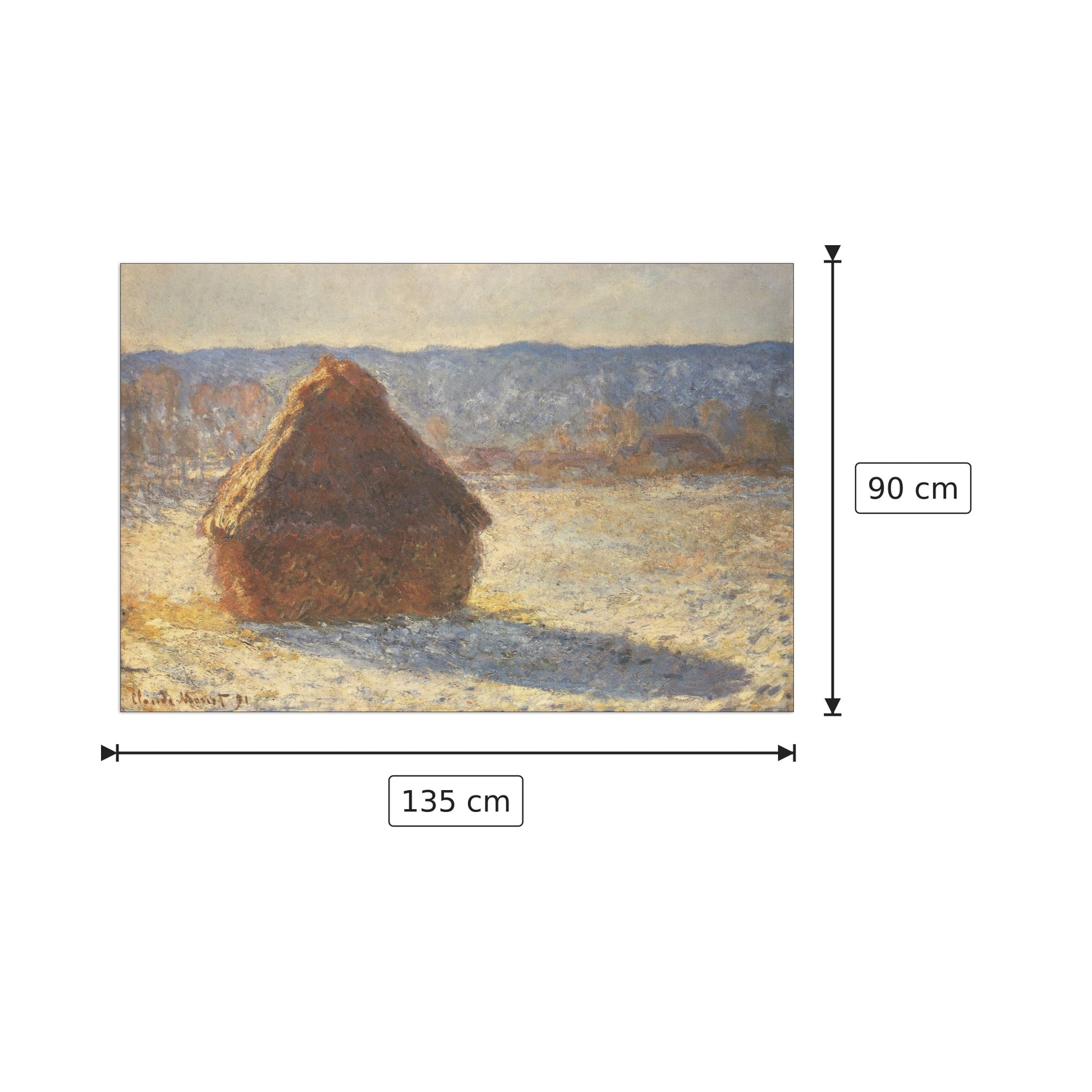 Haystacks, snow, morning - Monet Claude - cm 135x90 - Pannello in MDF