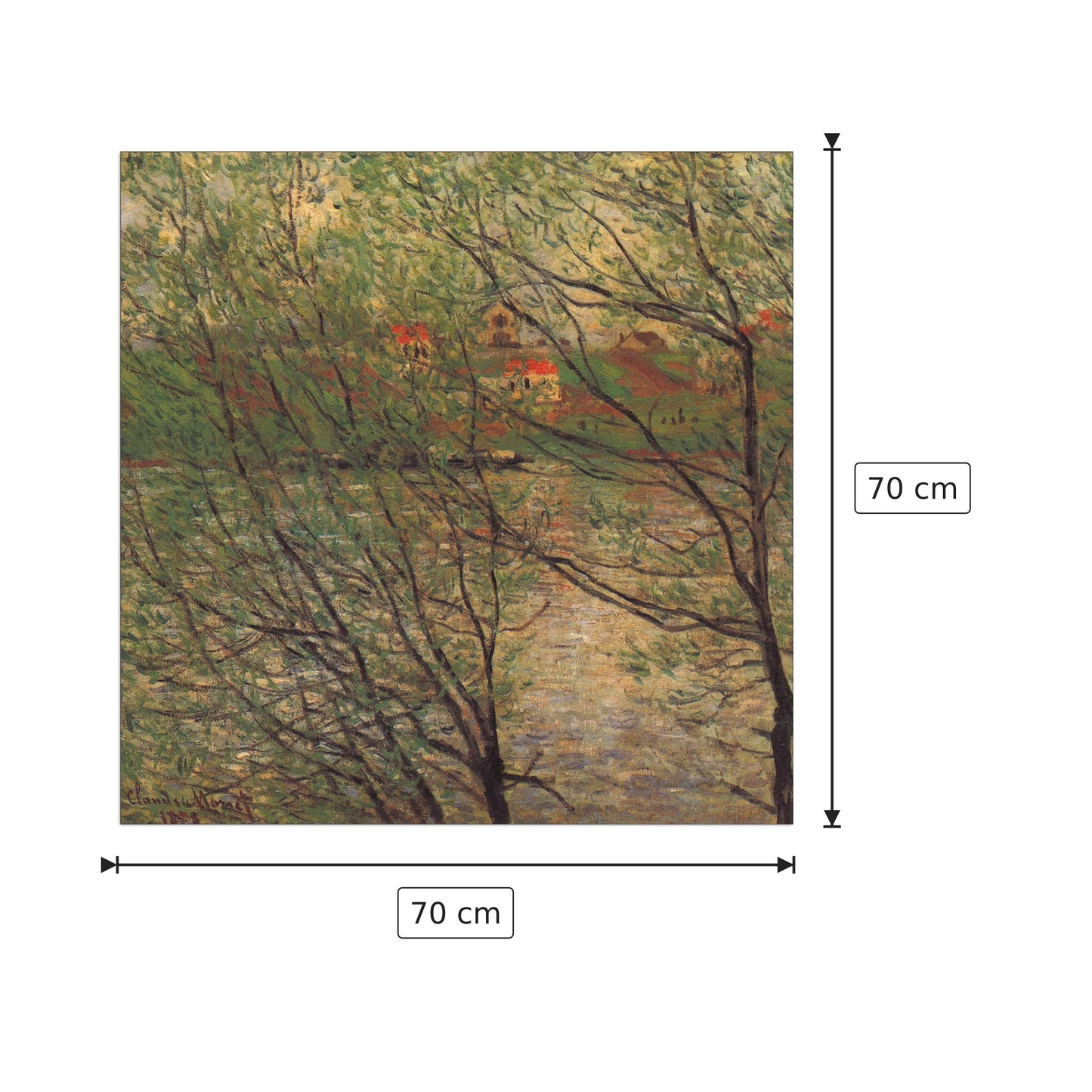 His bank, the Ile de la Grande Jatte - Monet Claude - cm 70x70 - Pannello in MDF