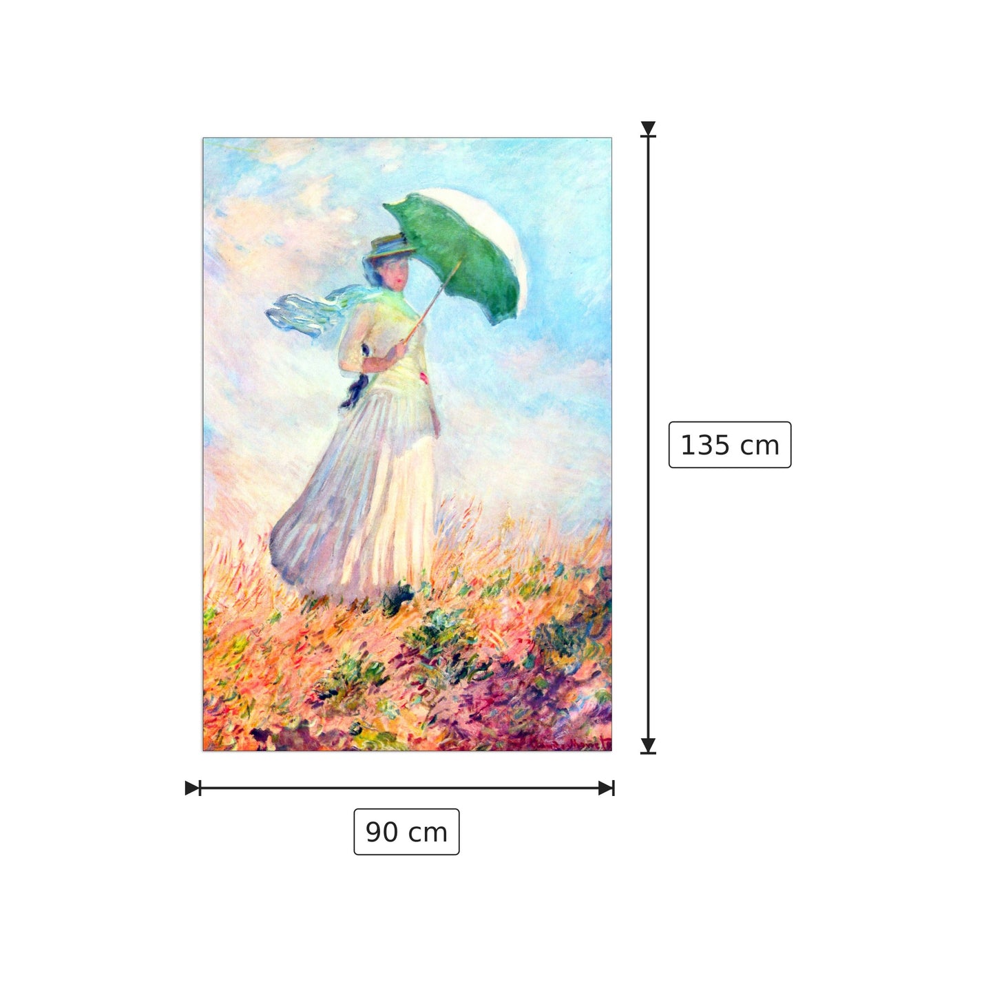 Lady with sunshade, study - Monet Claude - cm 90x135 - Pannello in MDF