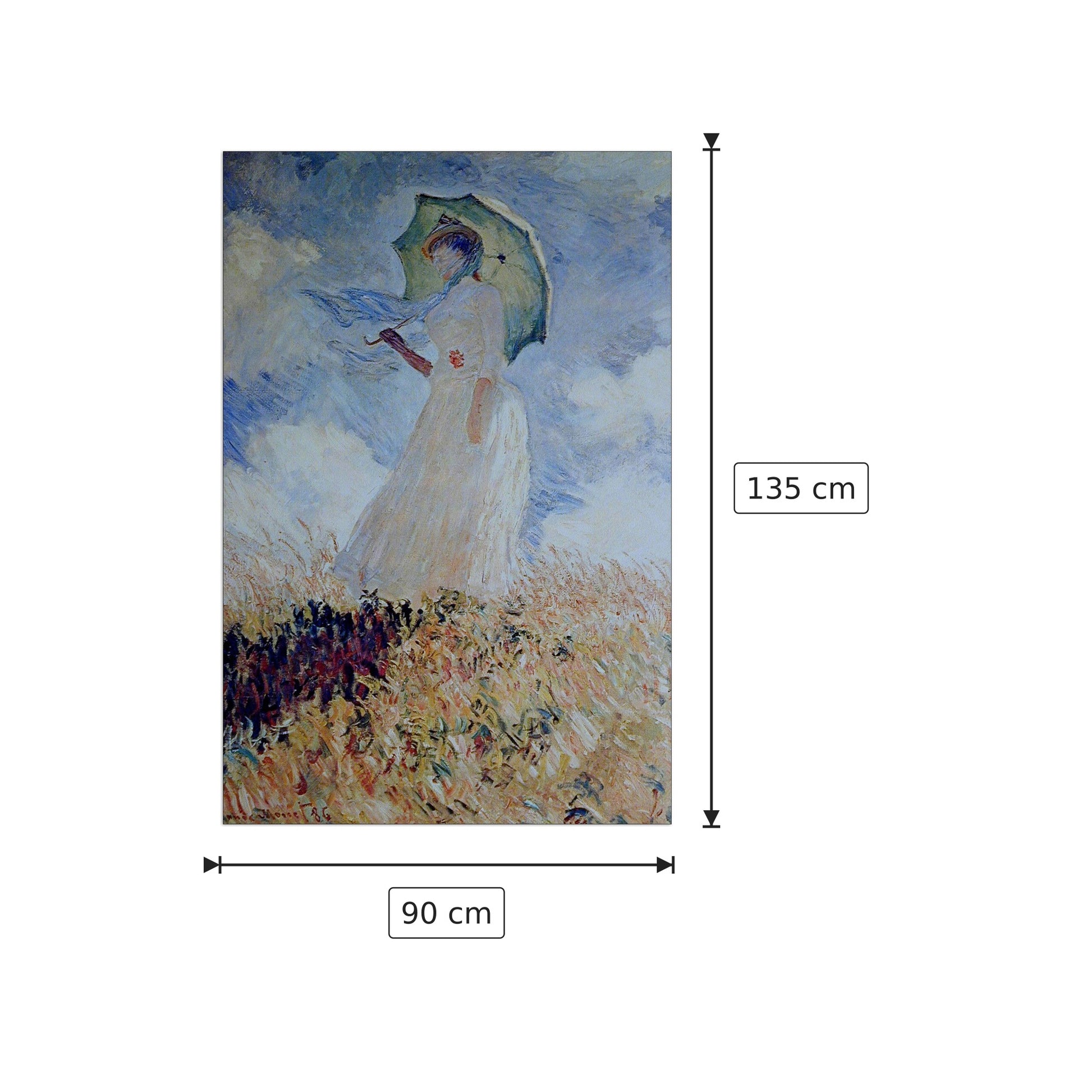 Lady with umbrella - Monet Claude - cm 90x135 - Pannello in MDF