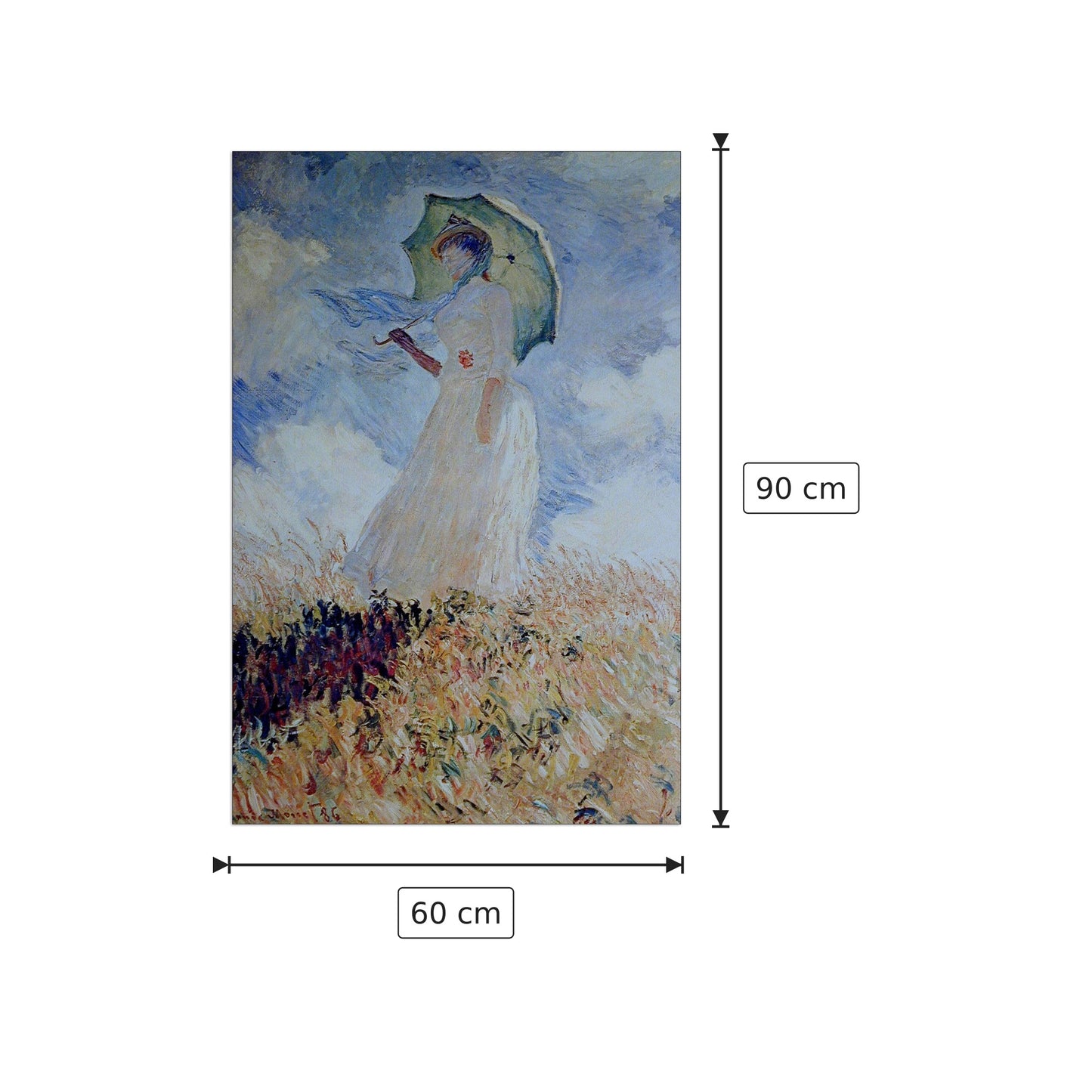 Lady with umbrella - Monet Claude - cm 60x90 - Pannello in MDF