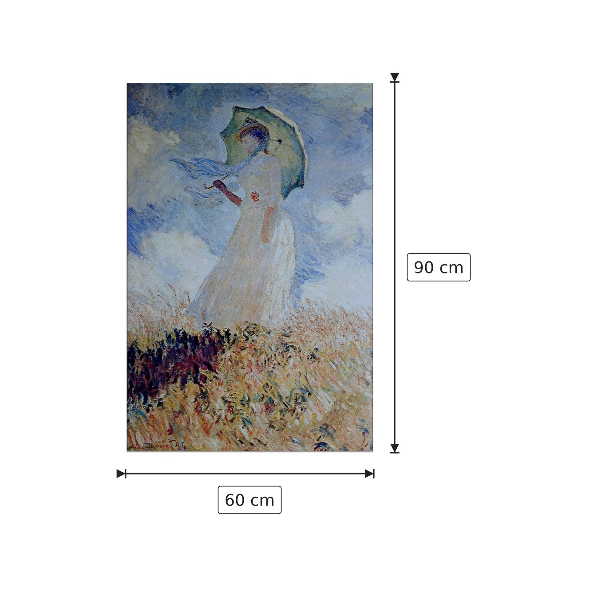 Lady with umbrella - Monet Claude - cm 60x90 - Pannello in MDF