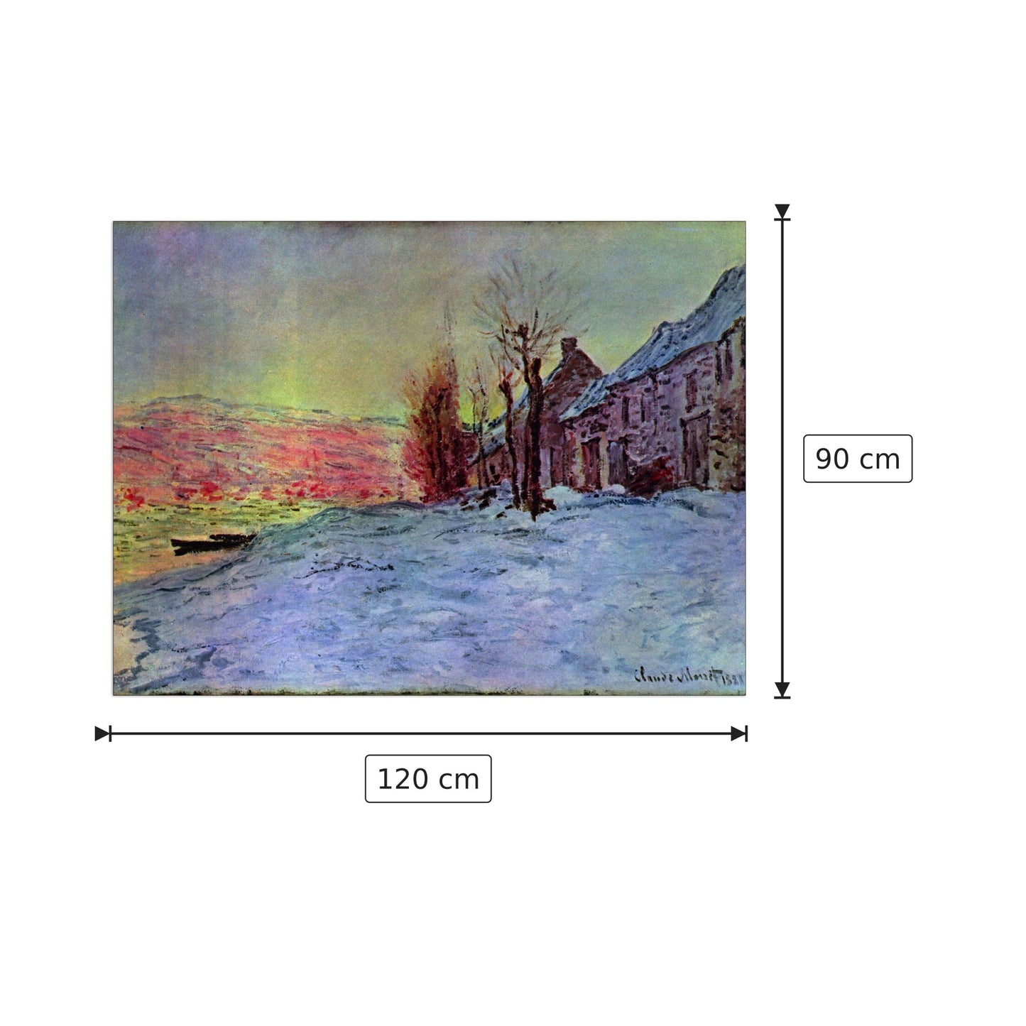 Lava Court - sunshine and snow - Monet Claude - cm 120x90 - Pannello in MDF