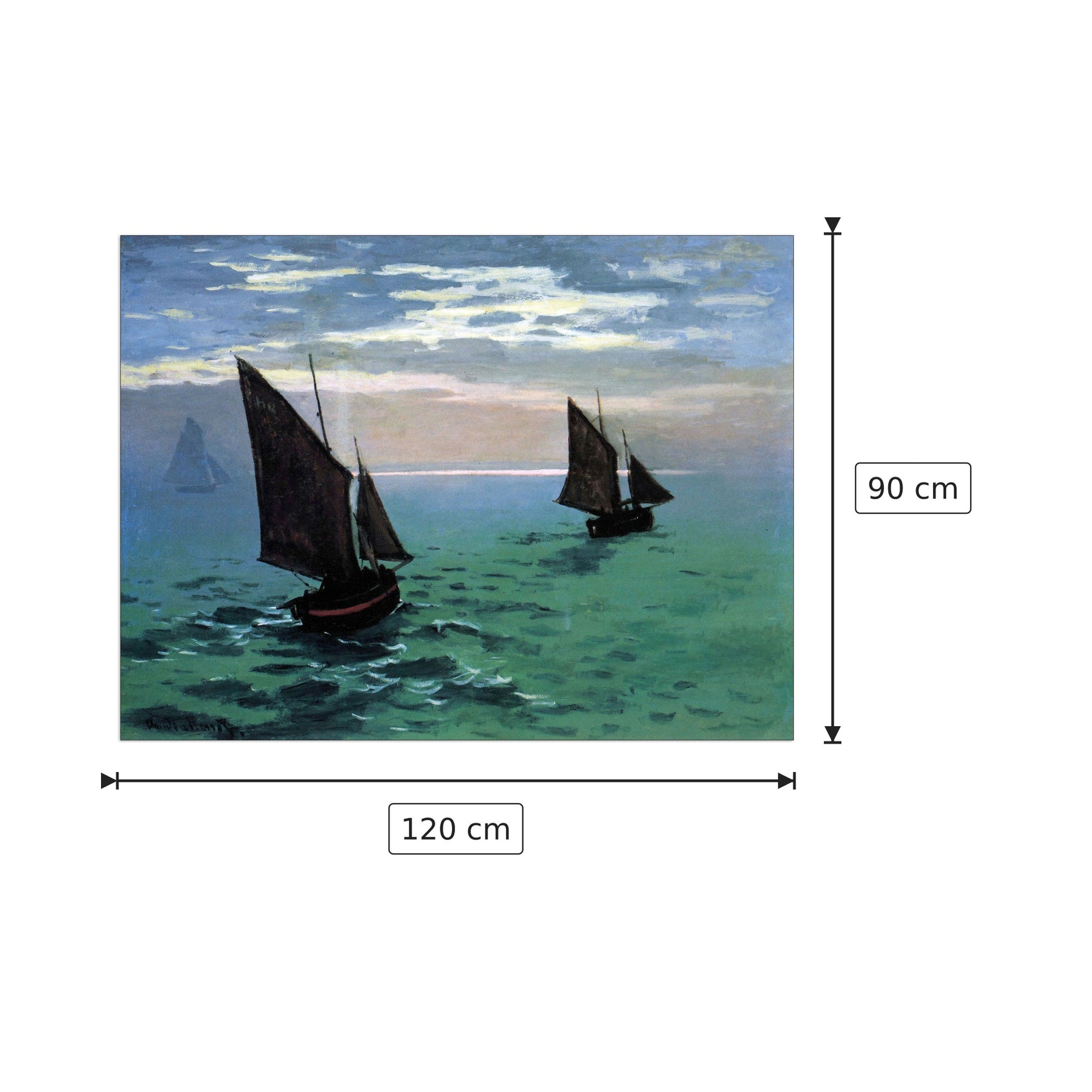 Le Havre - exit the fishing boats from the port - Monet Claude - cm 120x90 - Pannello in MDF