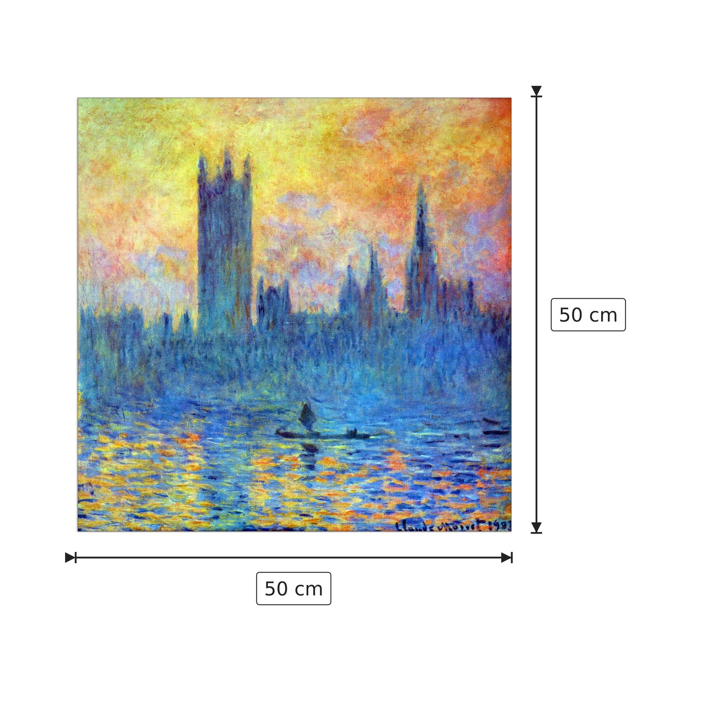 London Parliament in Winter - Monet Claude - cm 50x50 - Pannello in MDF