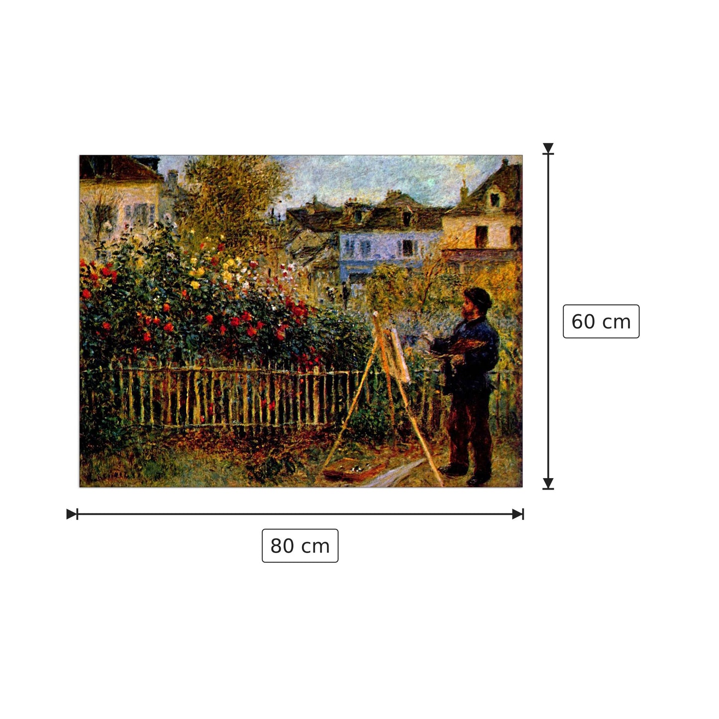 Monet painting in his garden in Argenteuil - Monet Claude - cm 80x60 - Pannello in MDF