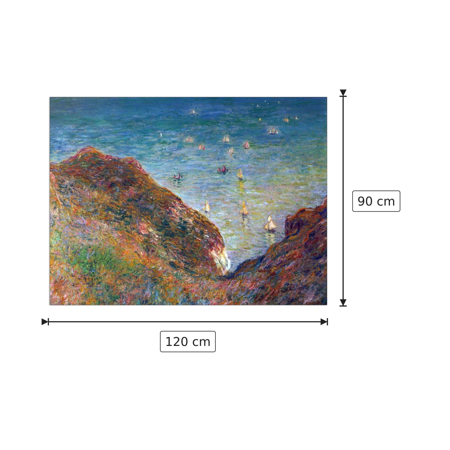 On the cliffs of Pour Ville, Fine weather - Monet Claude - cm 120x90 - Pannello in MDF