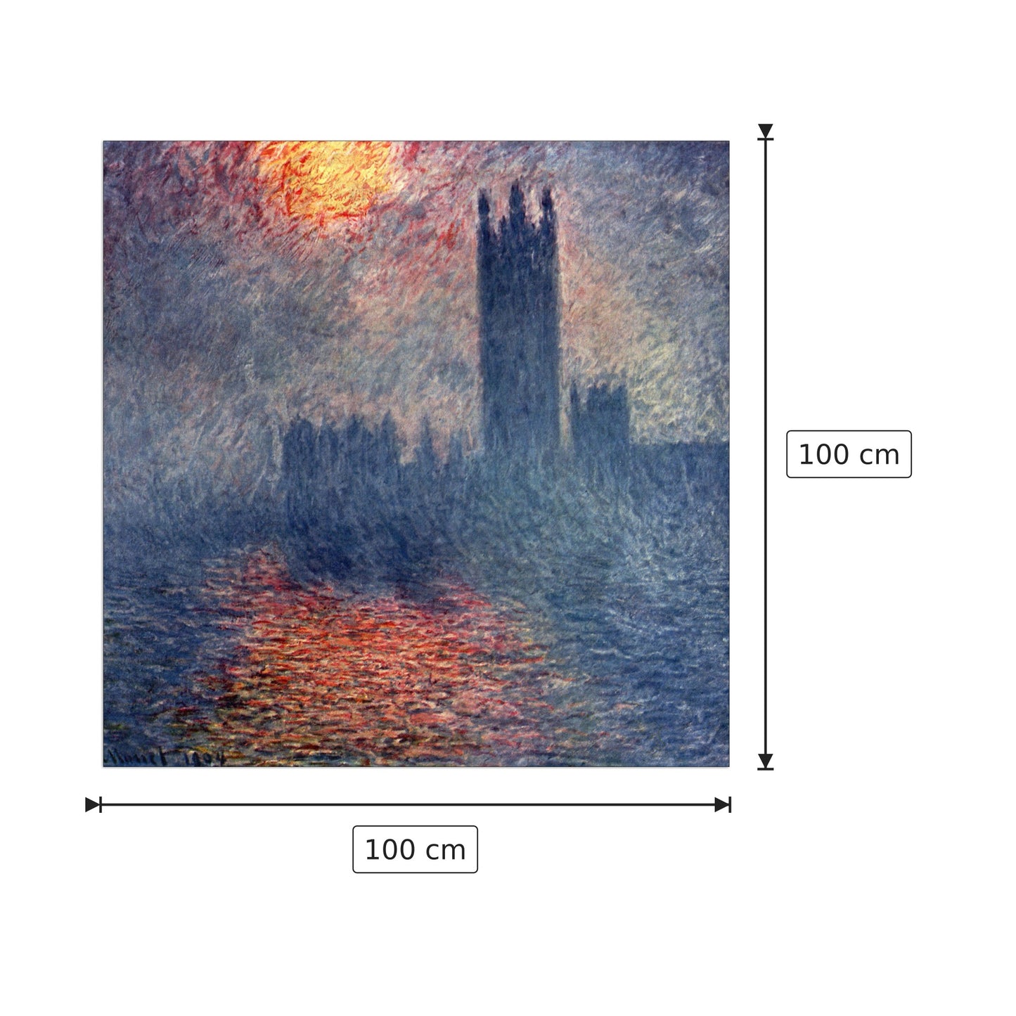 Parliament in London - Monet Claude - cm 100x100 - Pannello in MDF
