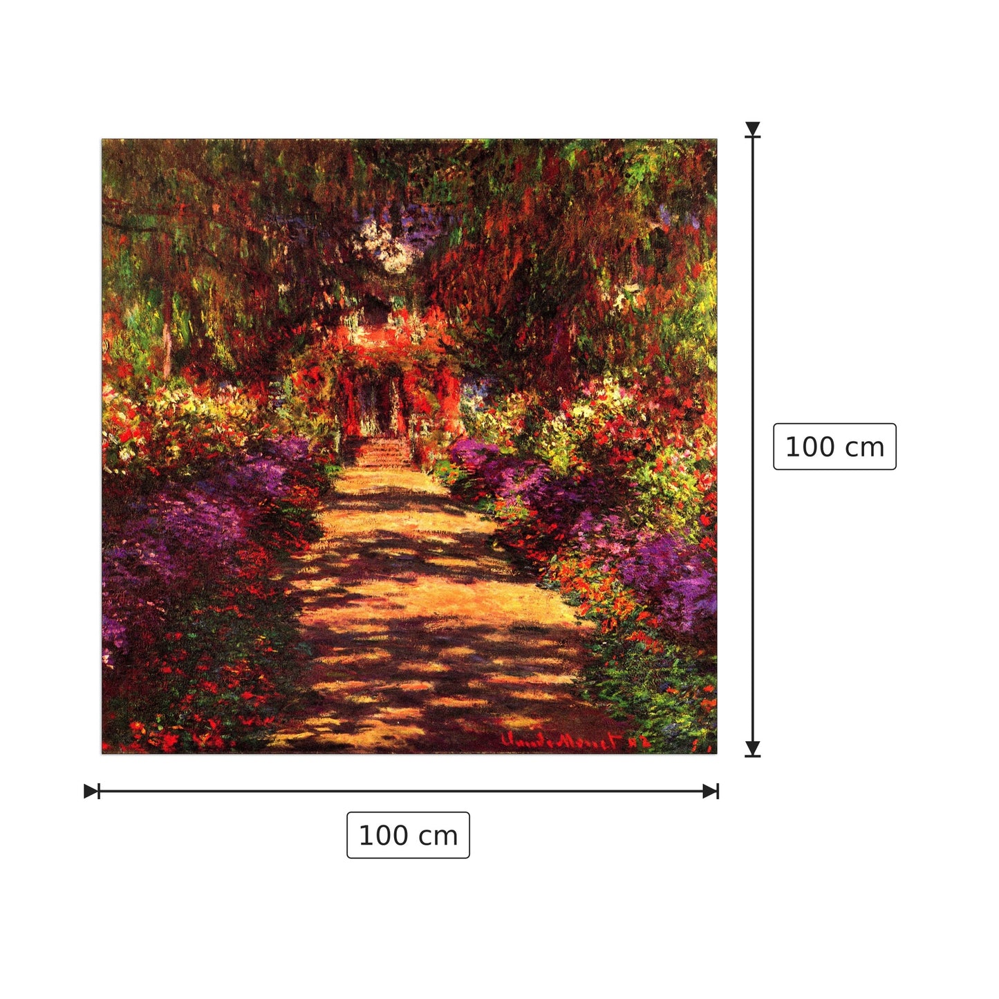 Path in Monets garden in Giverny - Monet Claude - cm 100x100 - Pannello in MDF