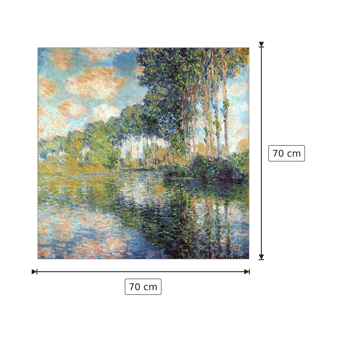 Poplars on the Epte - Monet Claude - cm 70x70 - Pannello in MDF