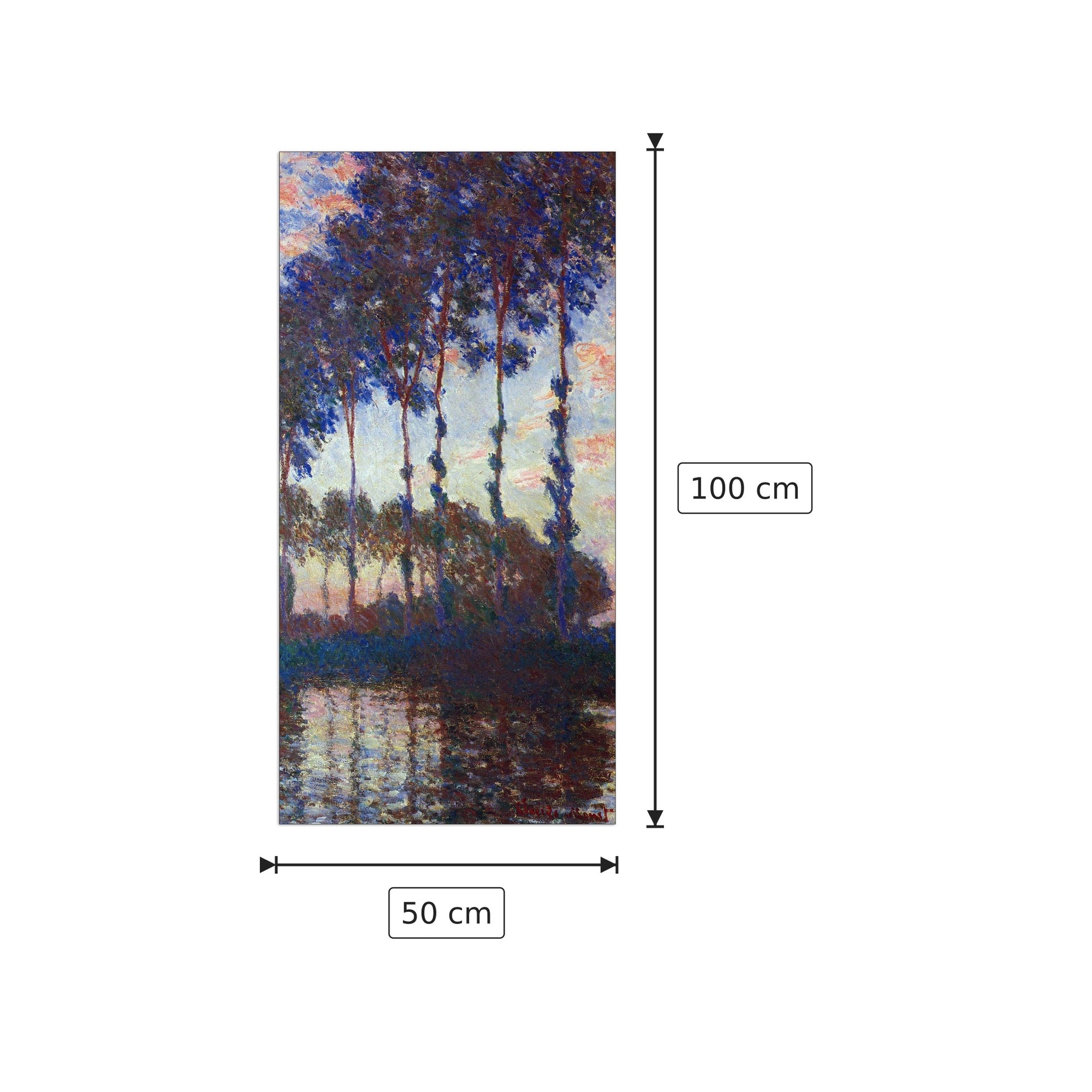 Poplars, sunset - Monet Claude - cm 50x100 - Pannello in MDF