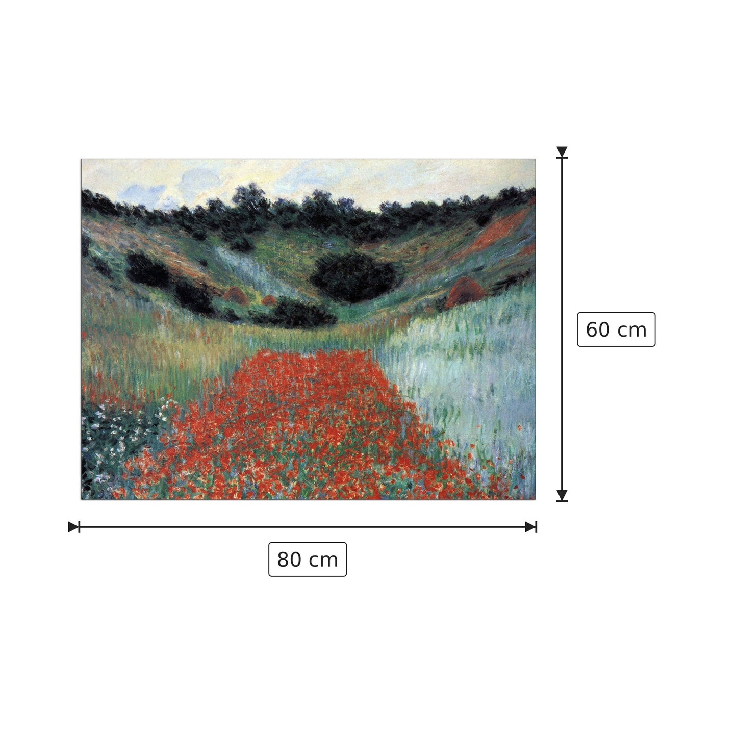 Poppy field in Giverny - Monet Claude - cm 80x60 - Pannello in MDF